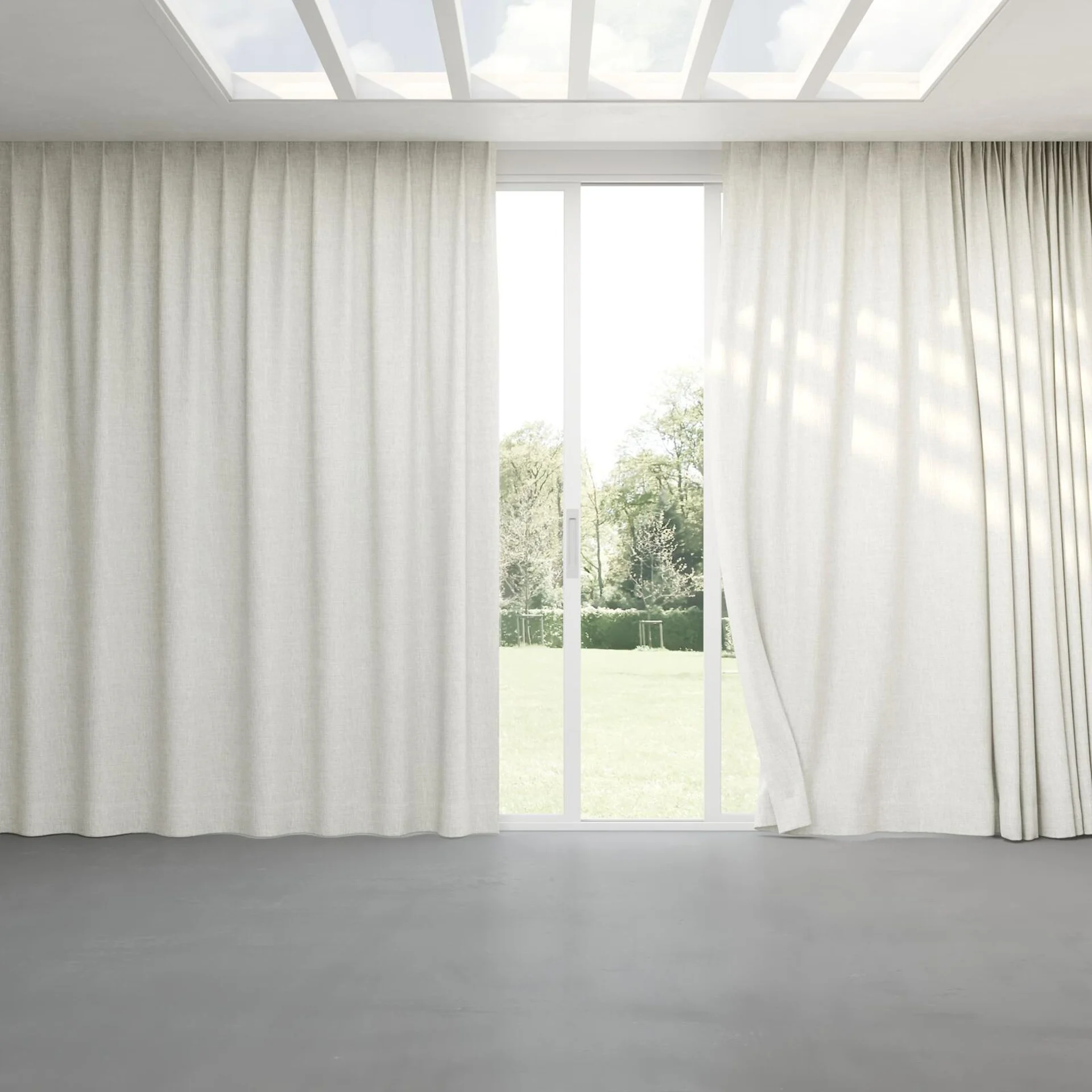 Full view of Earthwild Cream, pinch pleat