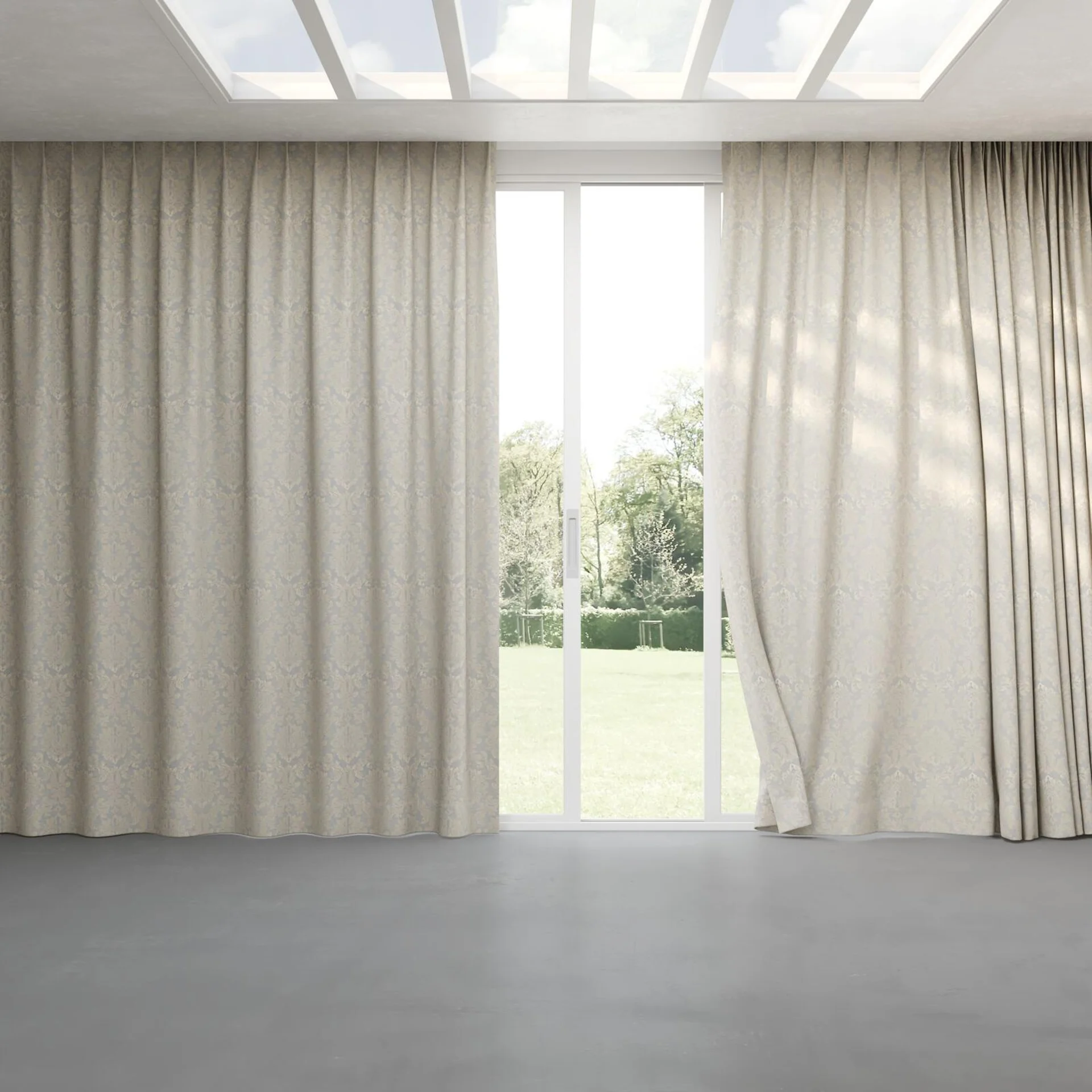 Full view of Damian Gull, pinch pleat