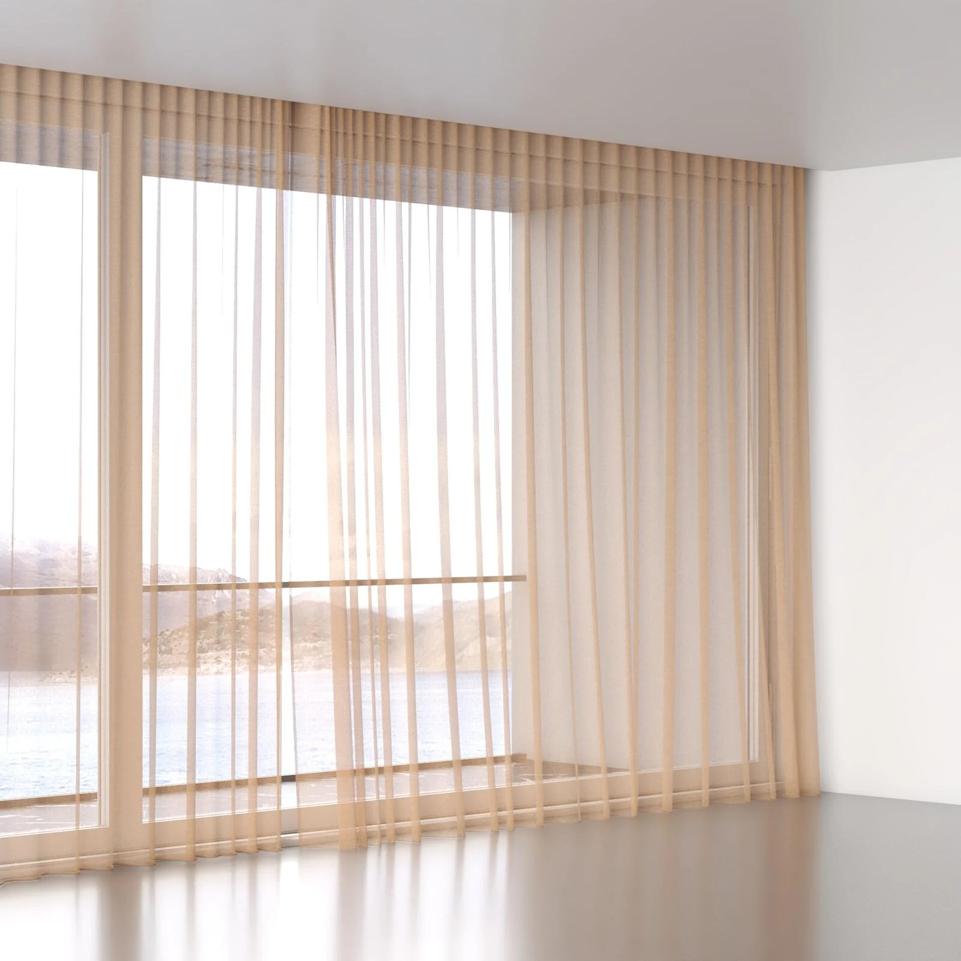 Full view of Pure Linen Topaz, wave pleat