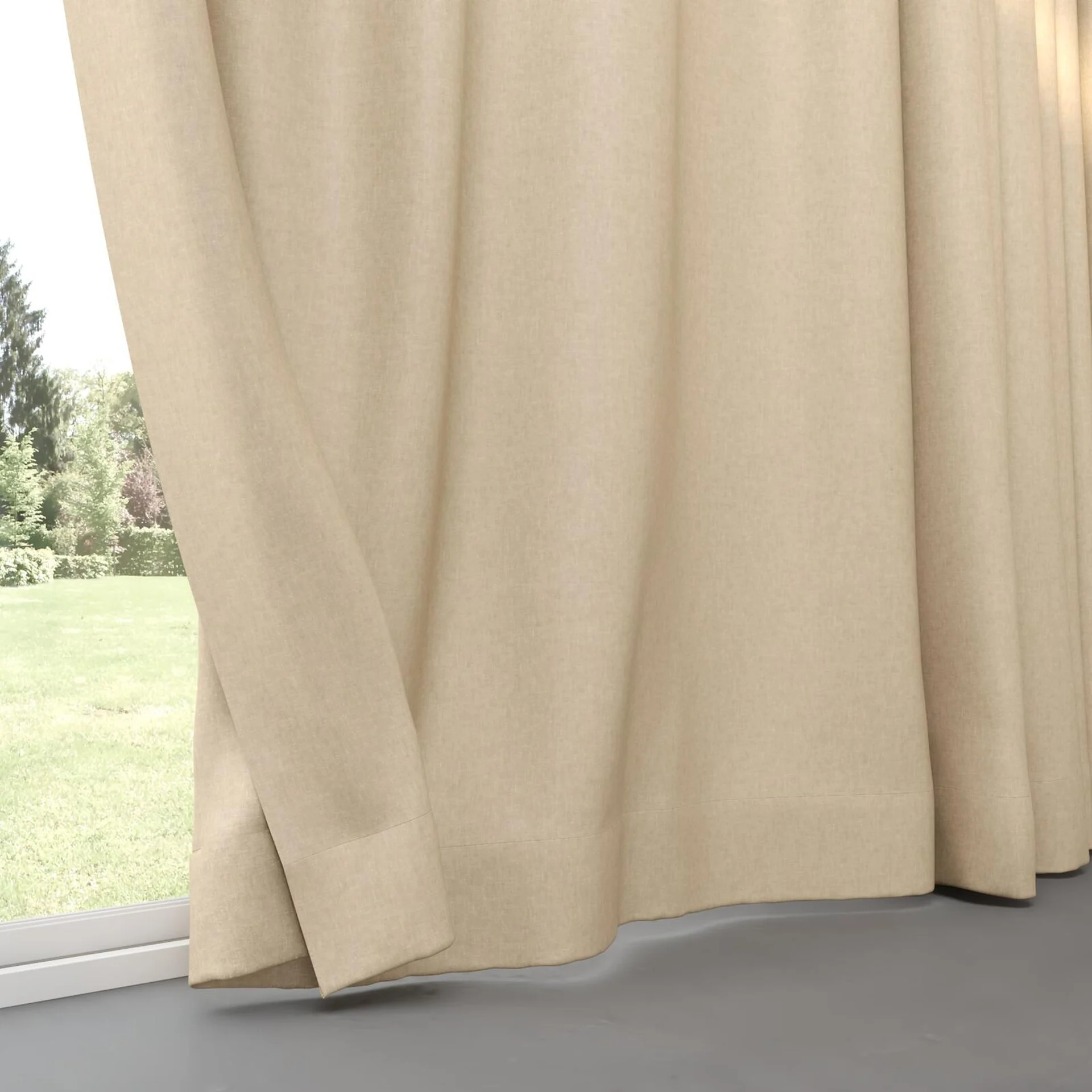Bottom view of Hometown Beige, pinch pleat