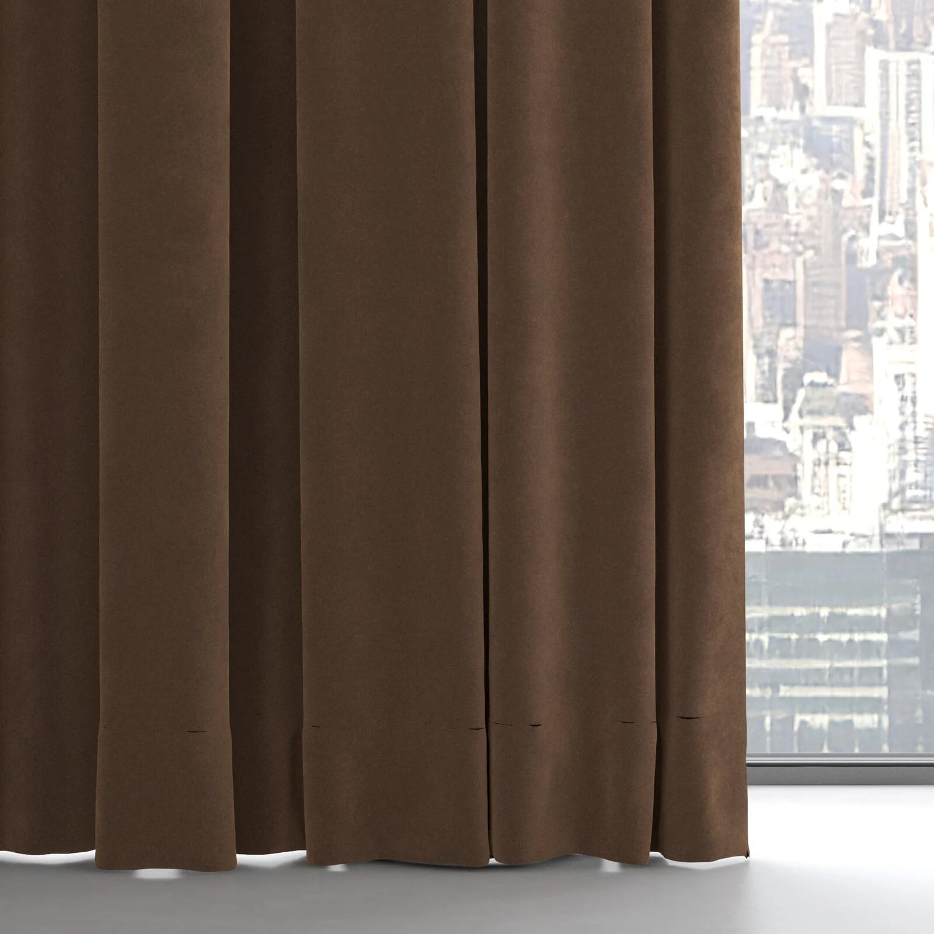Bottom view of Lux Velvet Cocoa 8409, on hidden rail
