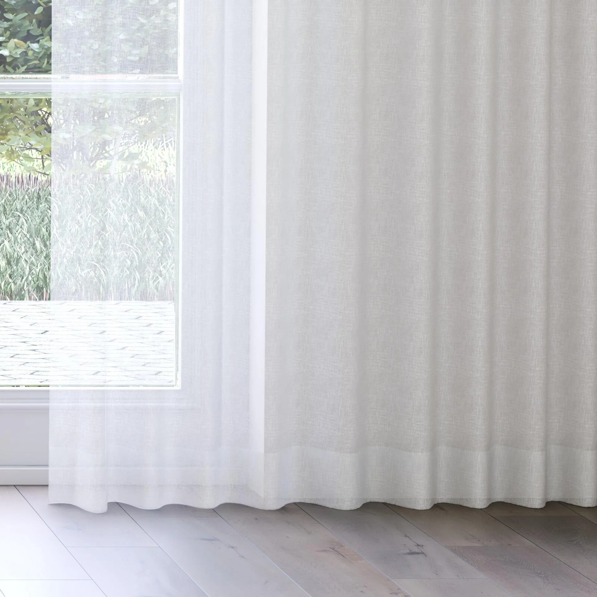 Bottom view of Elevate Pearl, on curtain rail