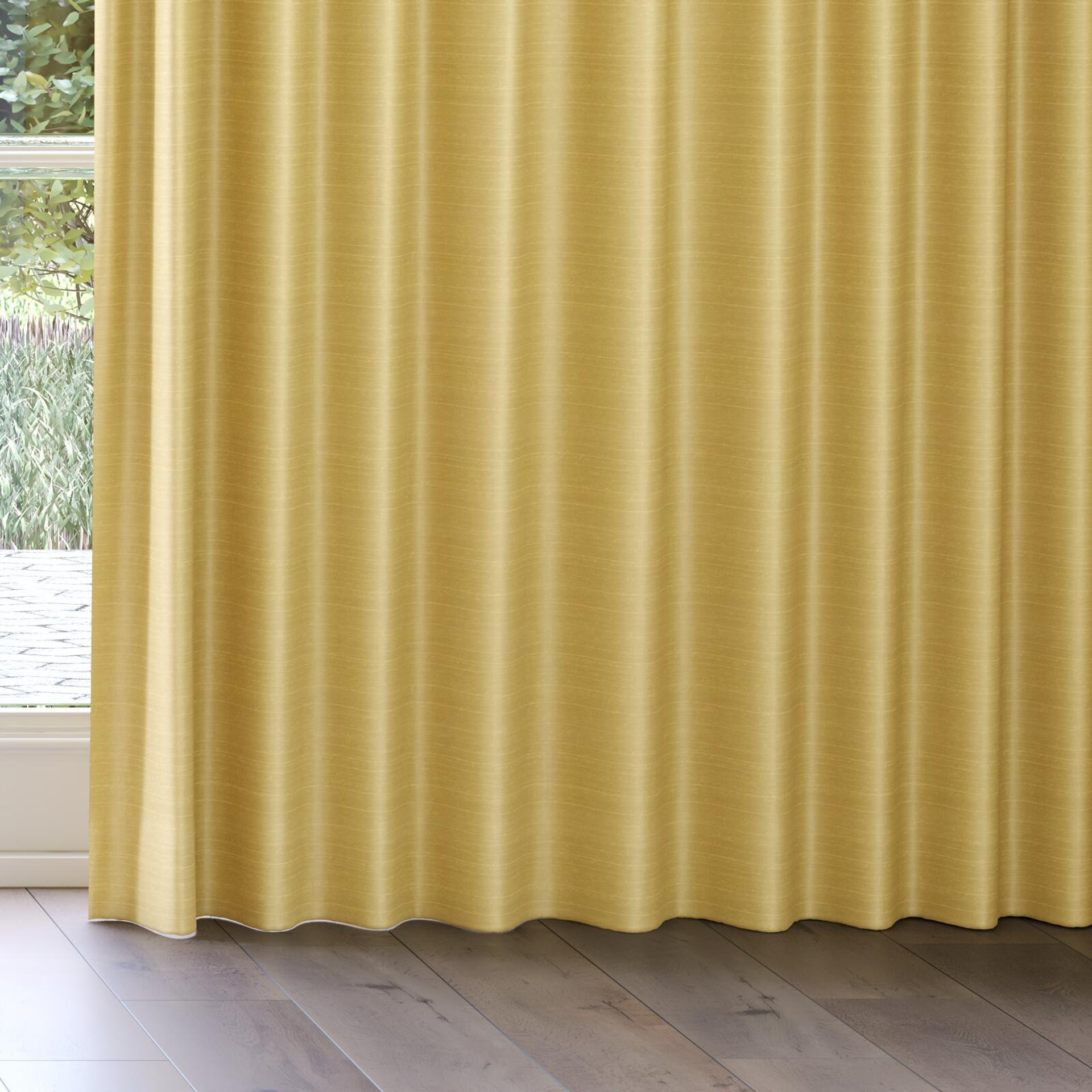 Bottom view of Silky Straw, on curtain rail