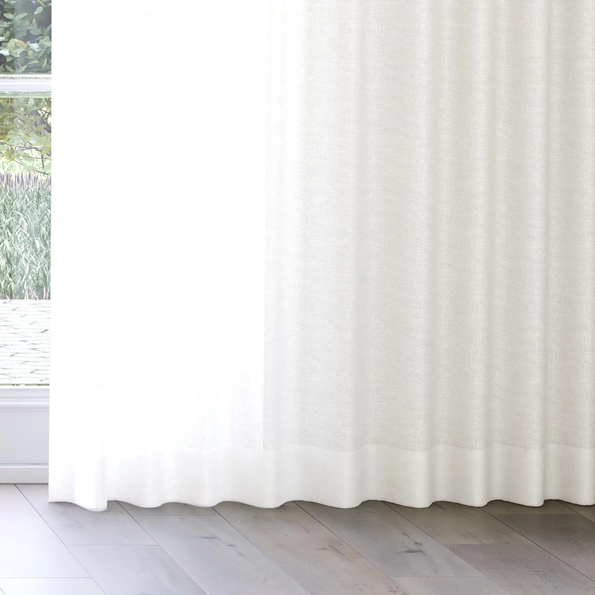 Bottom view of Elegance Pearl, on curtain rail