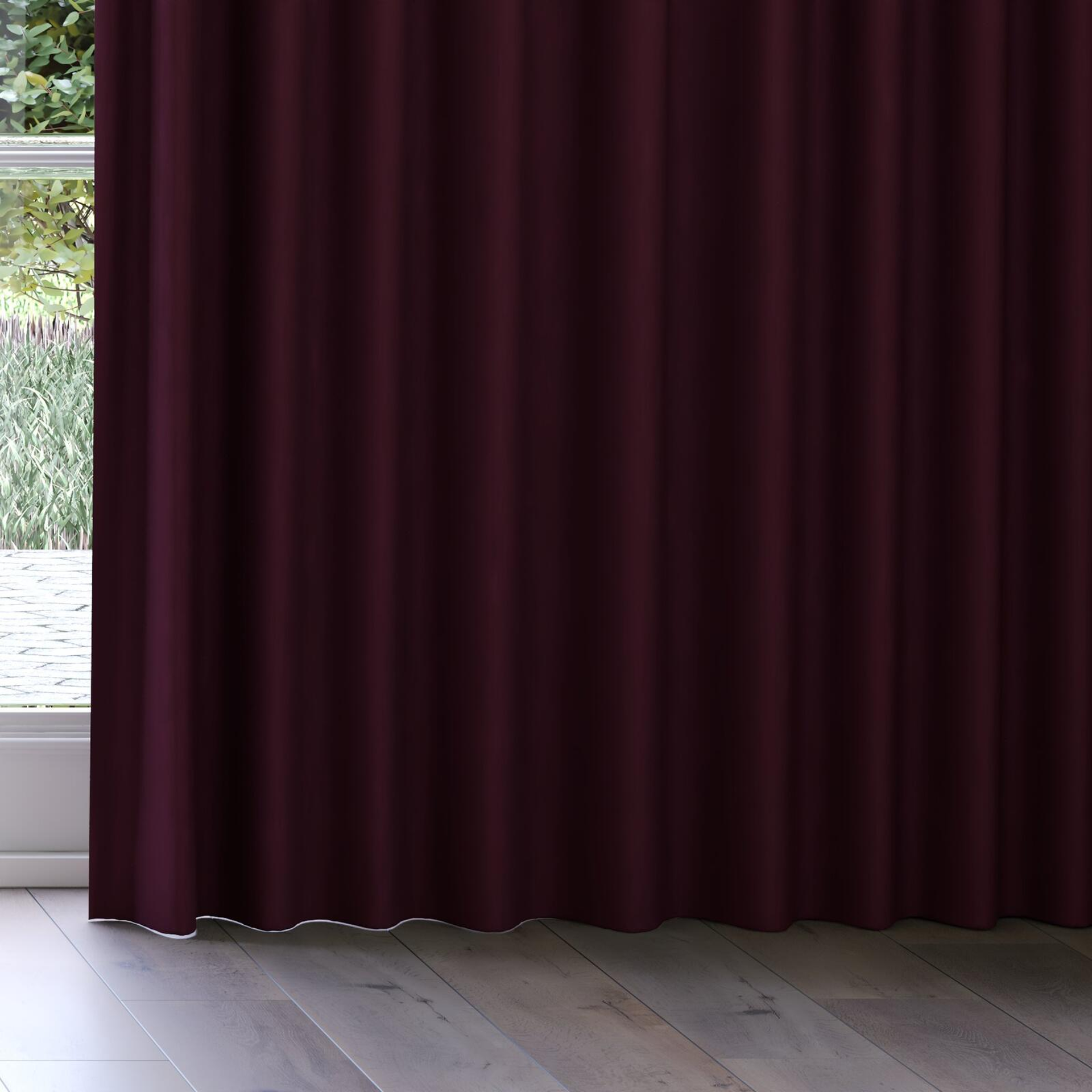 Bottom view of Vela Aubergine, on curtain rail