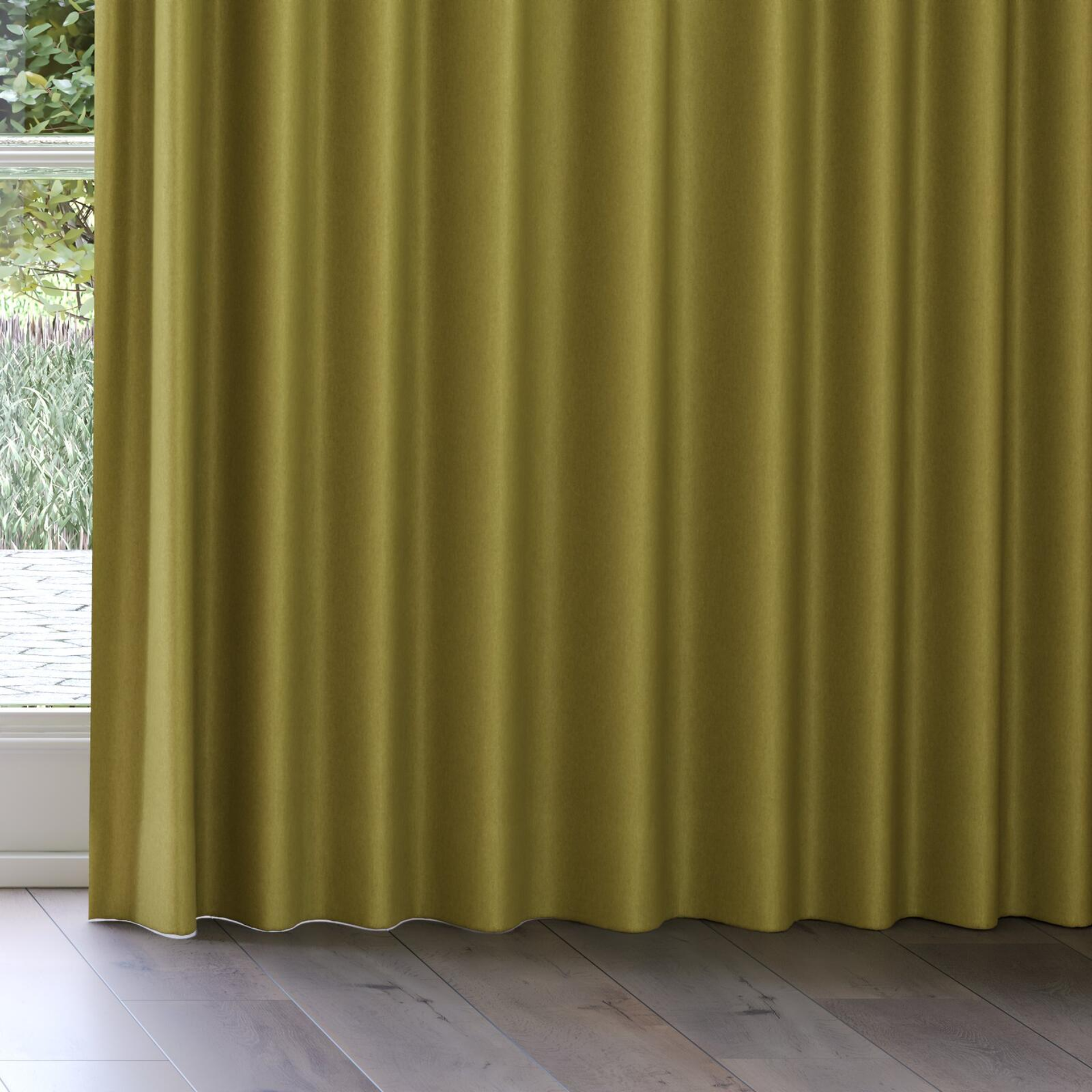 Bottom view of Woolly/Woolen Khaki, on curtain rail