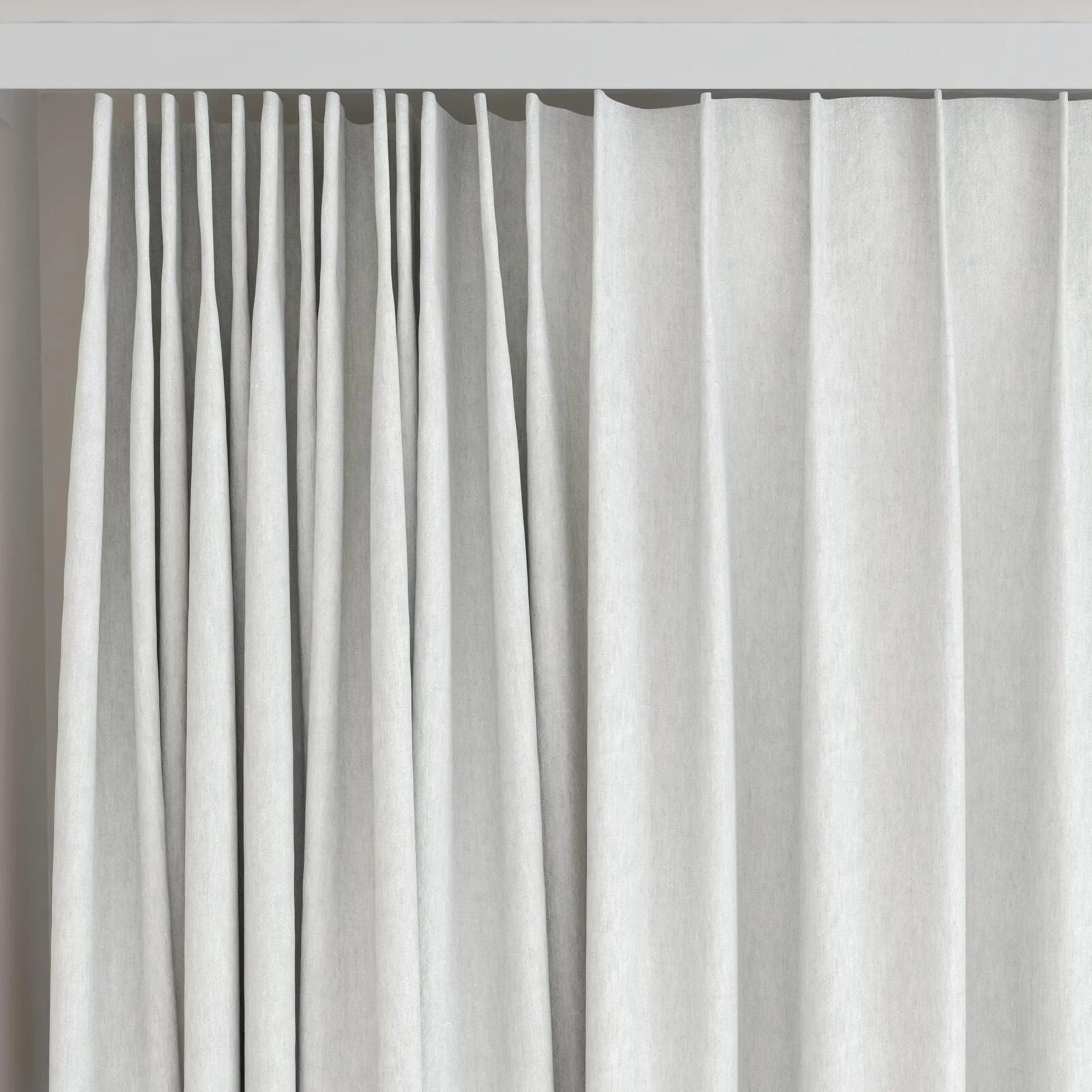 Top view of Obi Stonewash Duckegg, on curtain rail
