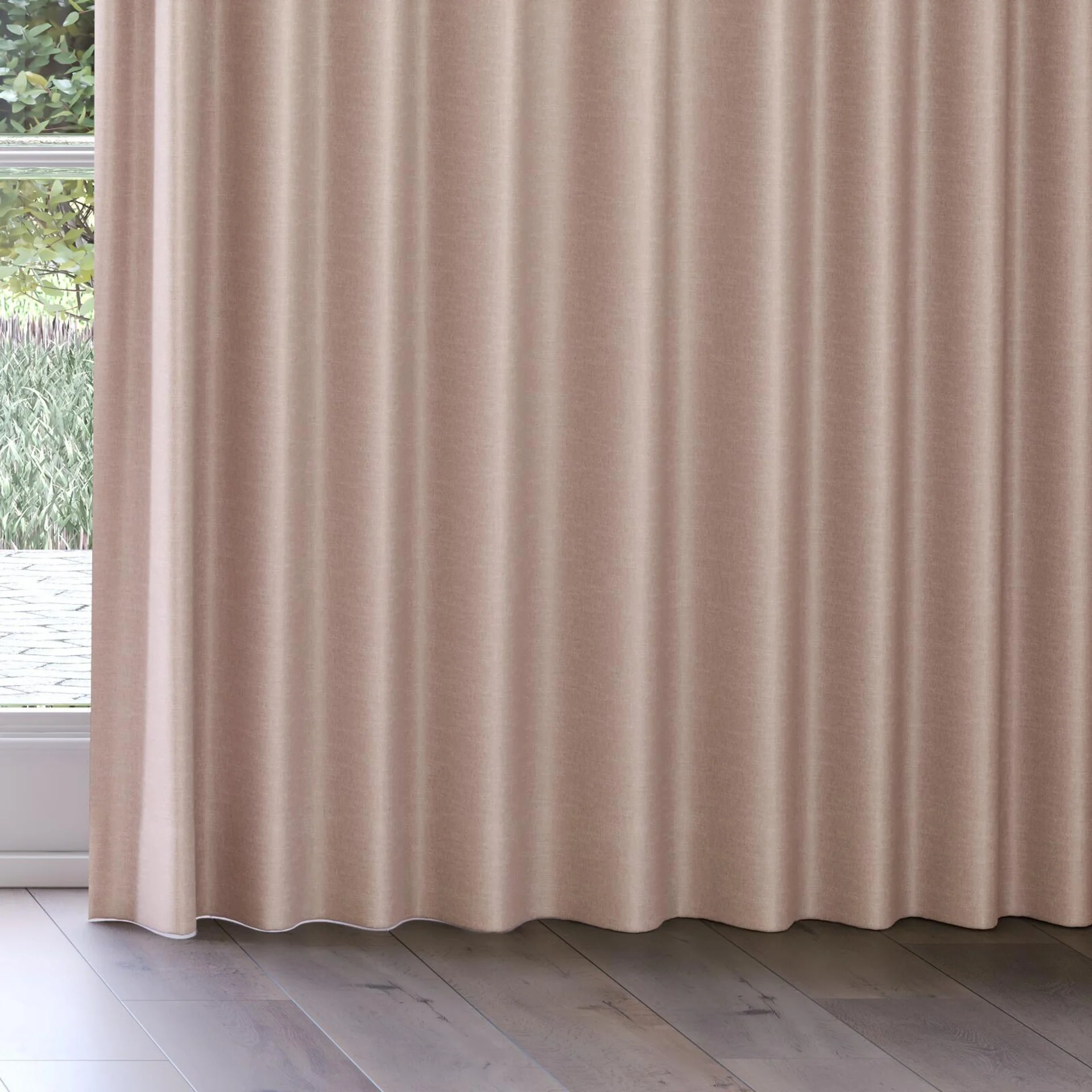 Bottom view of Banksia Blush, on curtain rail