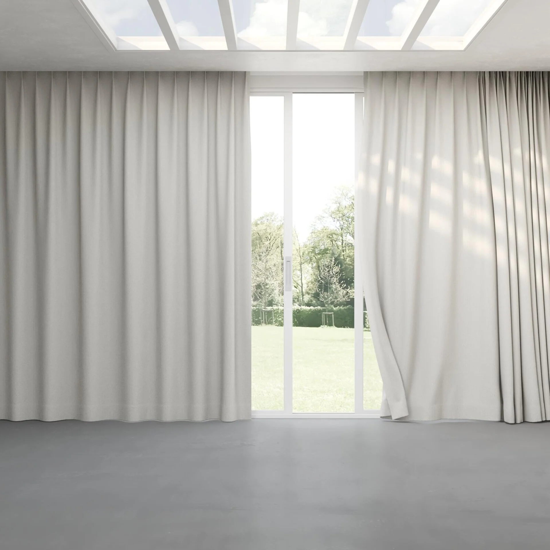 Full view of Northstar Limestone, pinch pleat