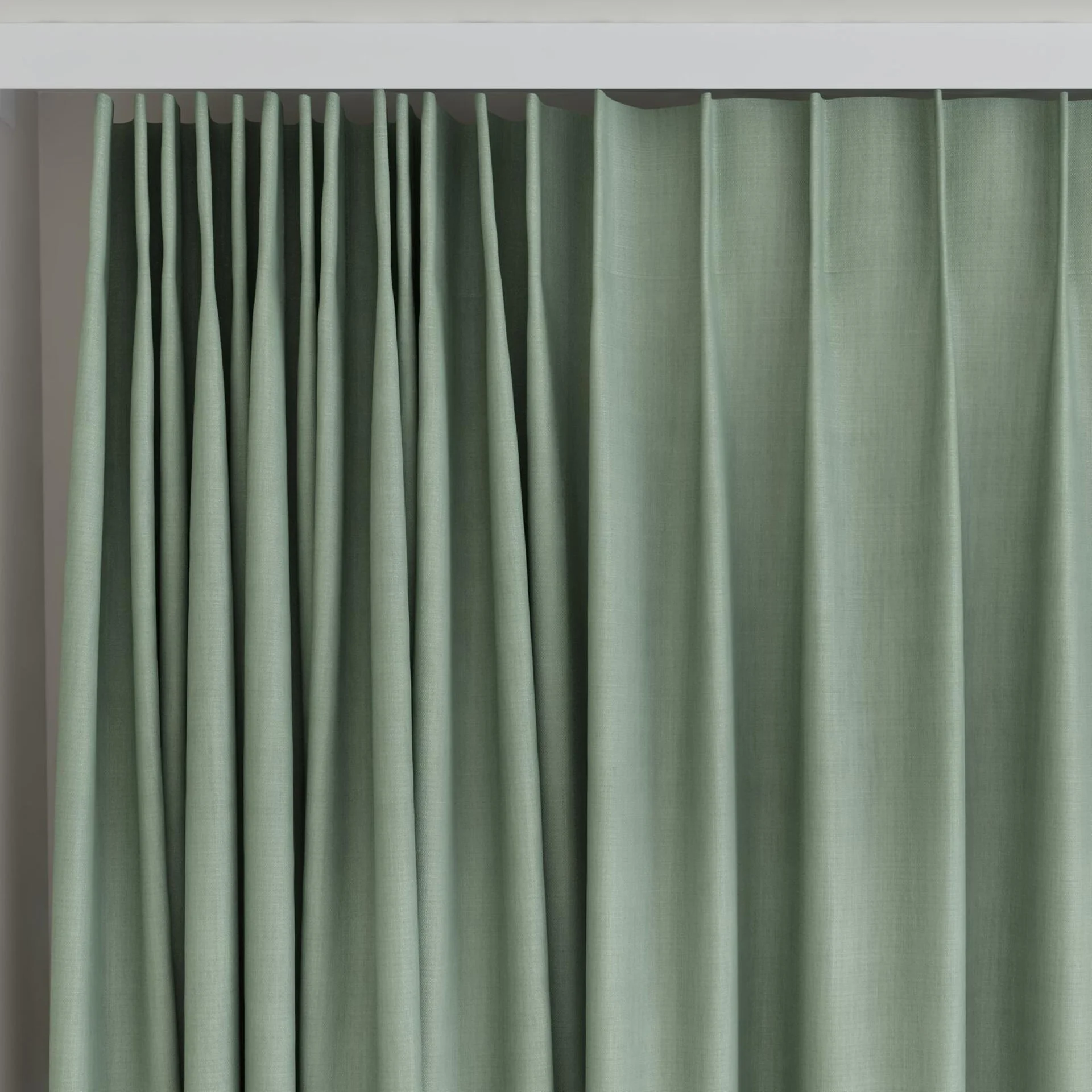 Top view of Lexicon Sage, on curtain rail