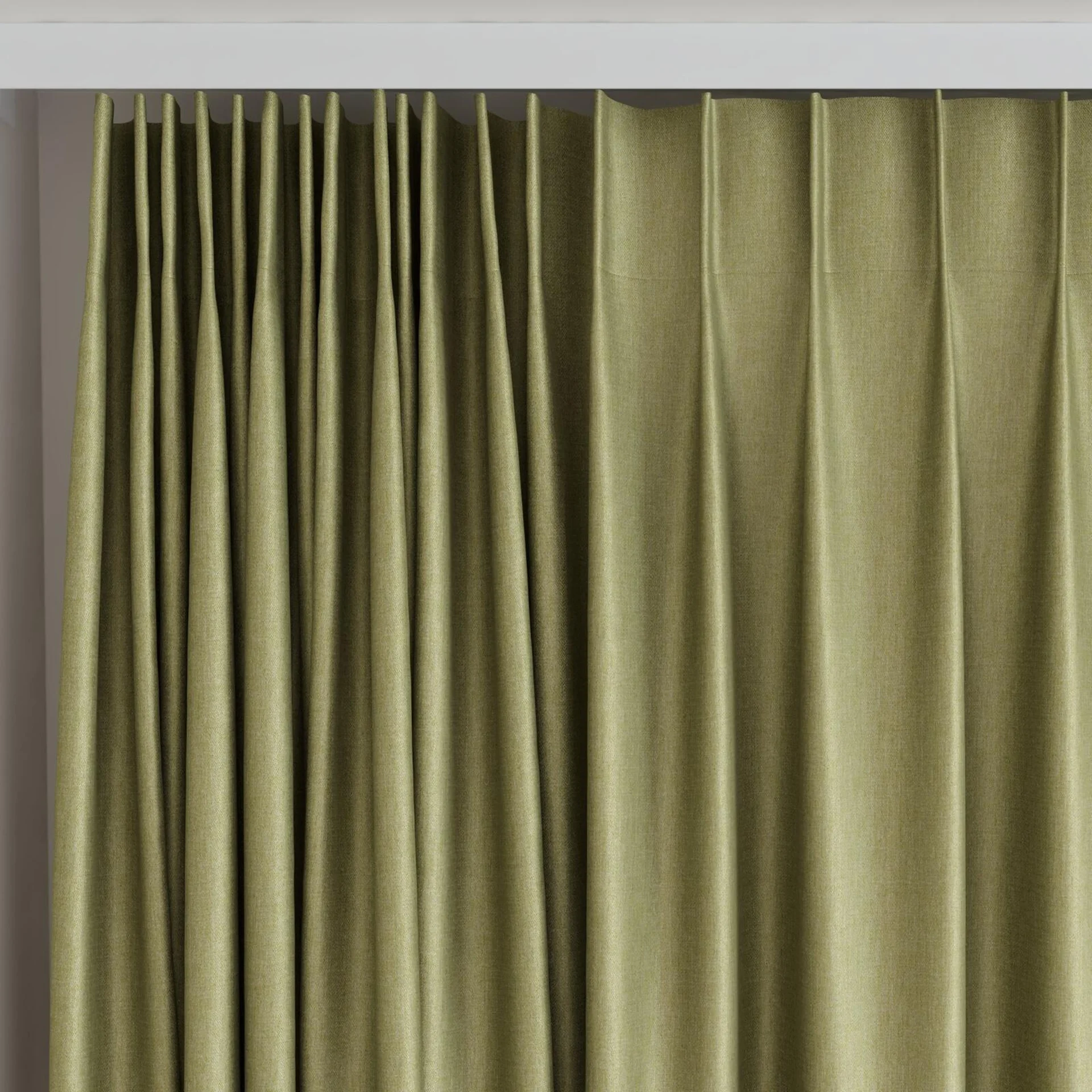 Top view of Matrix Moss, on curtain rail