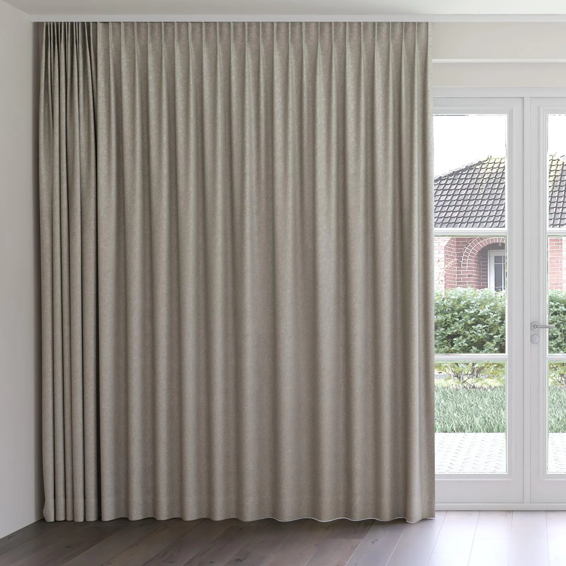 Front view of Monsieur Cement, on curtain rail