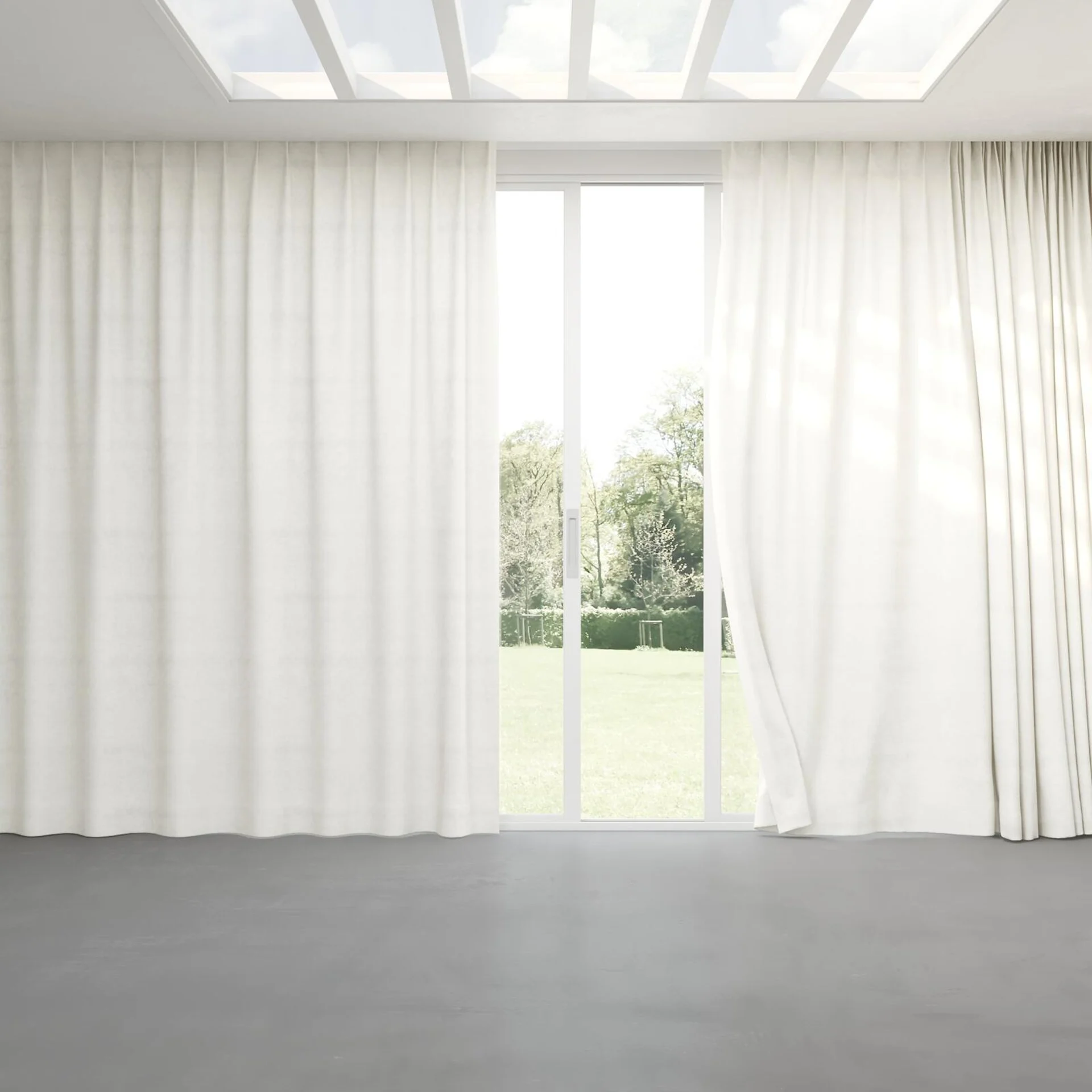 Full view of Baron Swan, pinch pleat