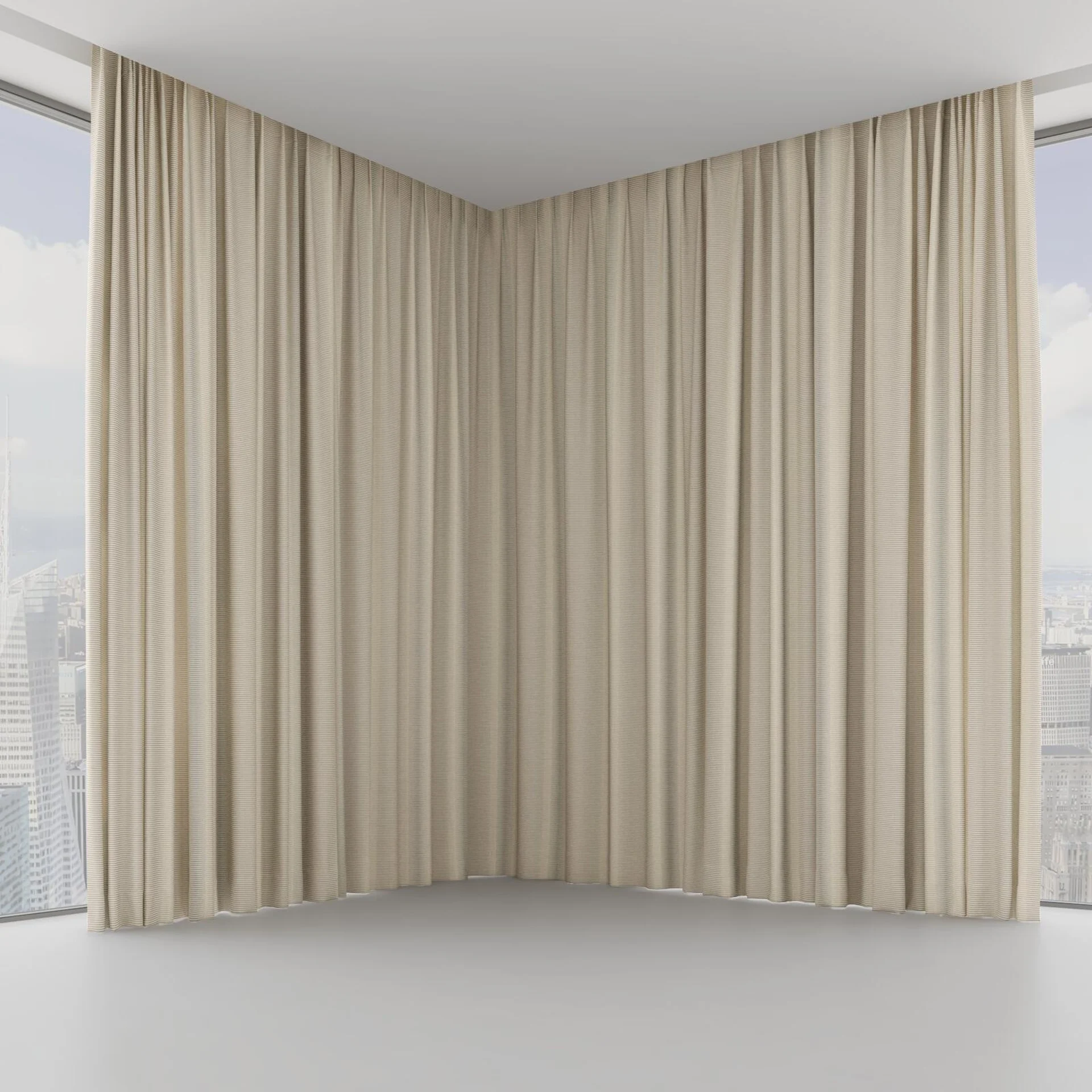 Front view of Jacopo Stripe Sesame, on hidden rail