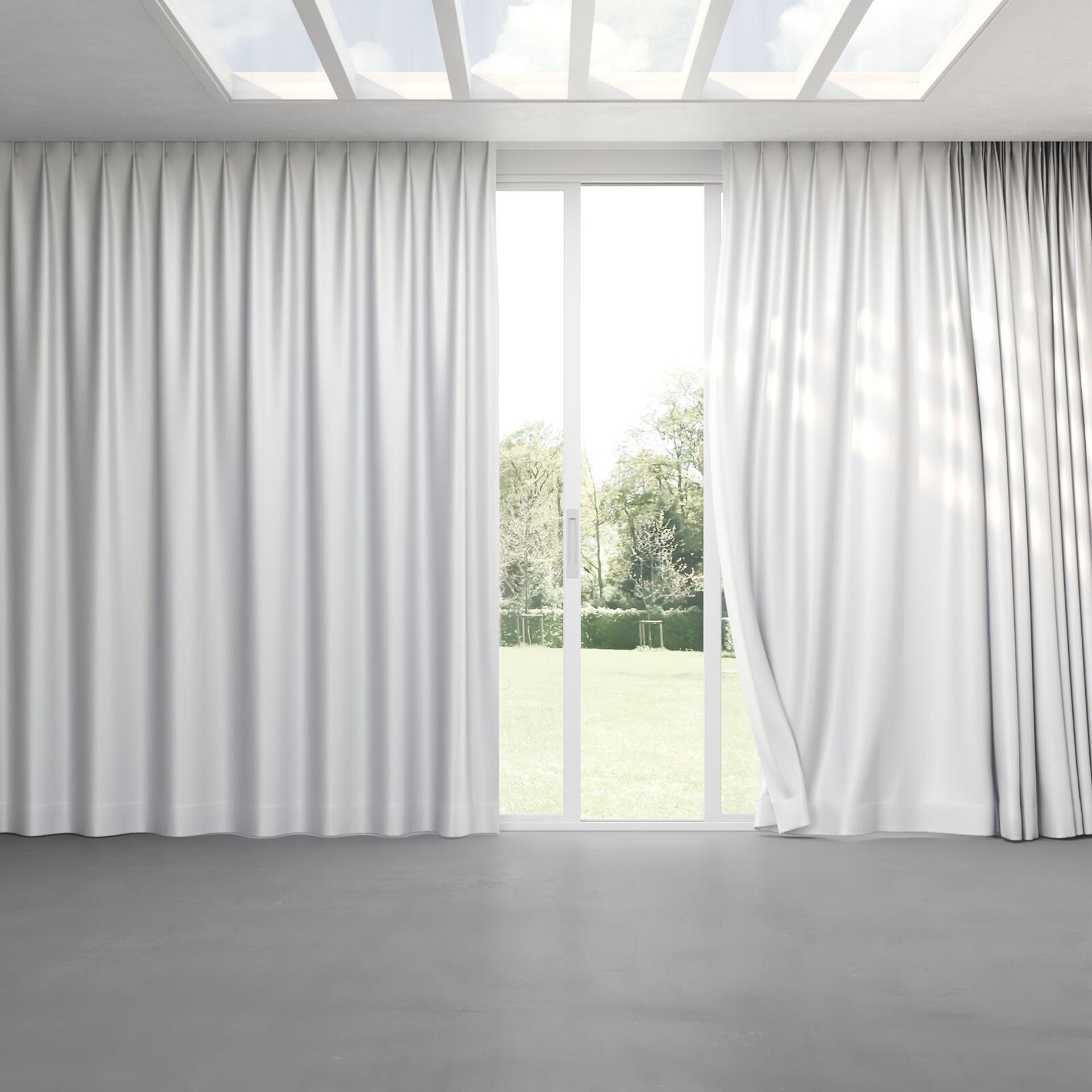 Full view of Moonbeam Snow, pinch pleat