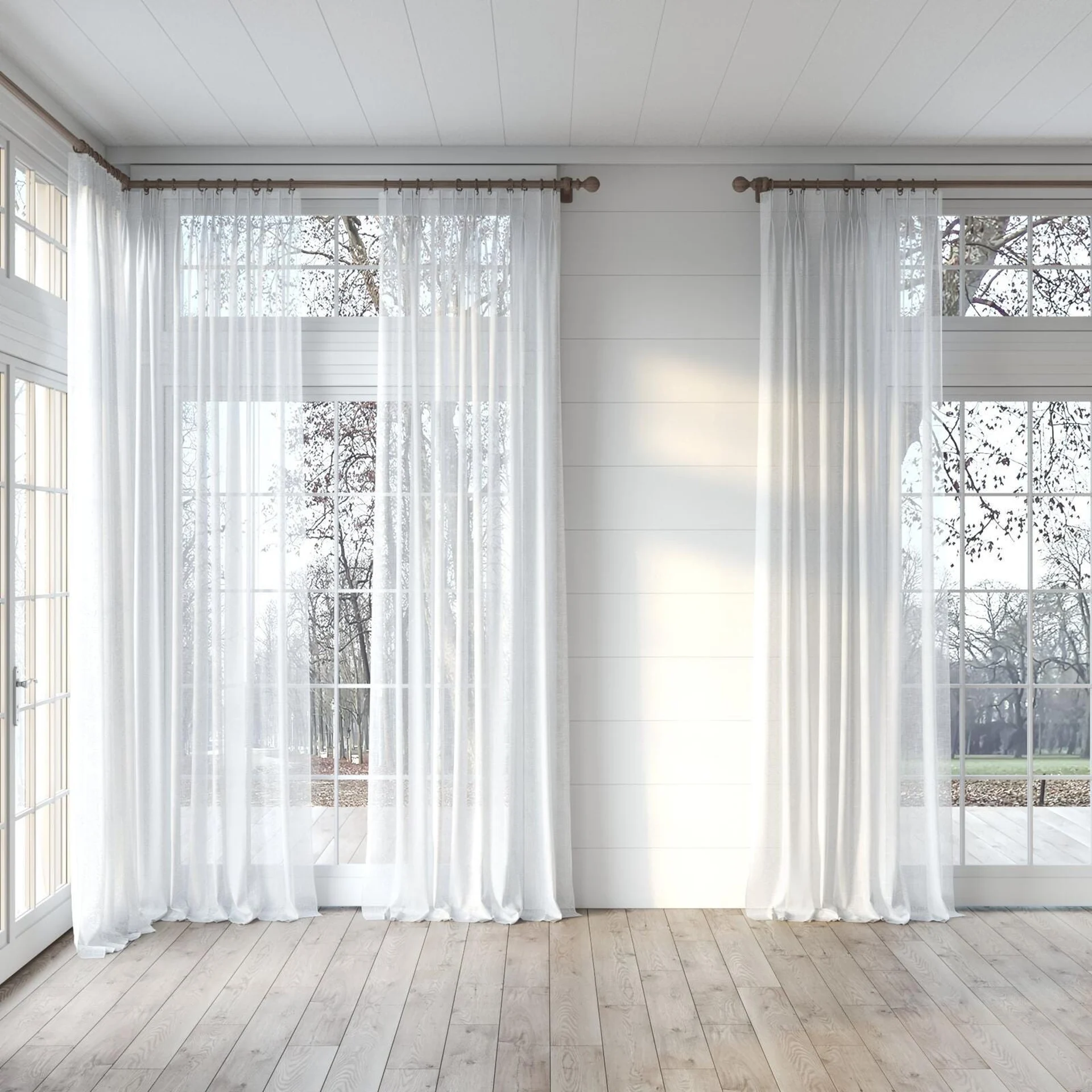 Full view of Kumo Recycled Salt, puddled, on curtain rod