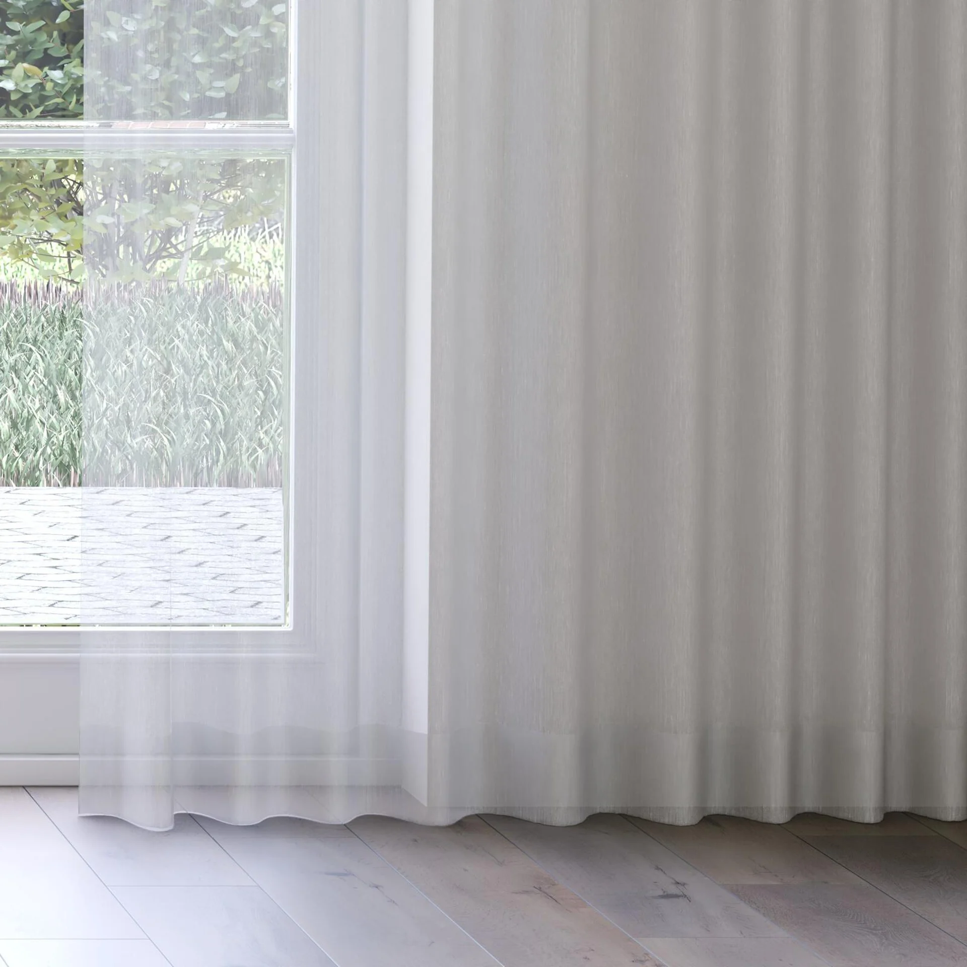 Bottom view of Aurora Silver, on curtain rail