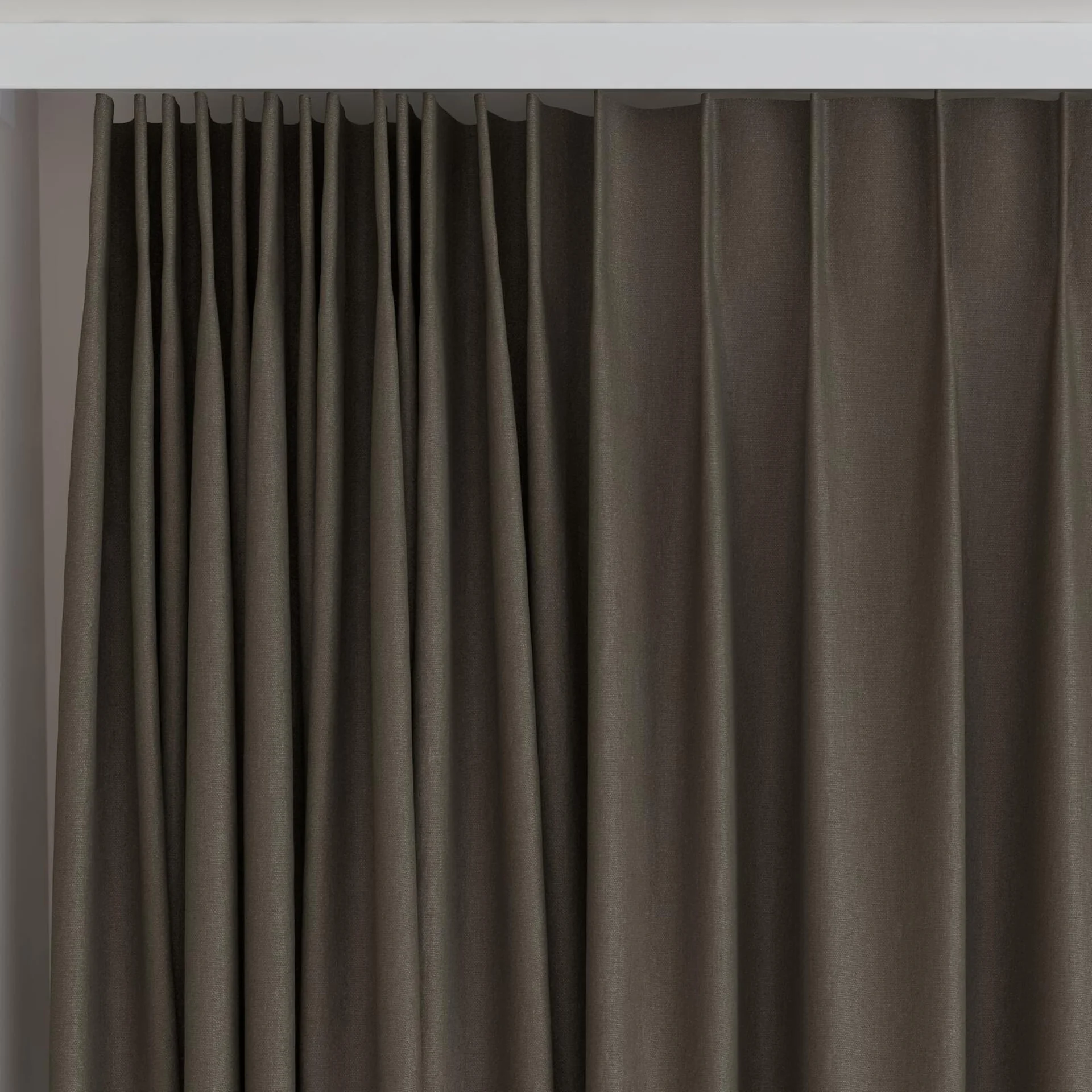 Top view of Eternal Husk, on curtain rail