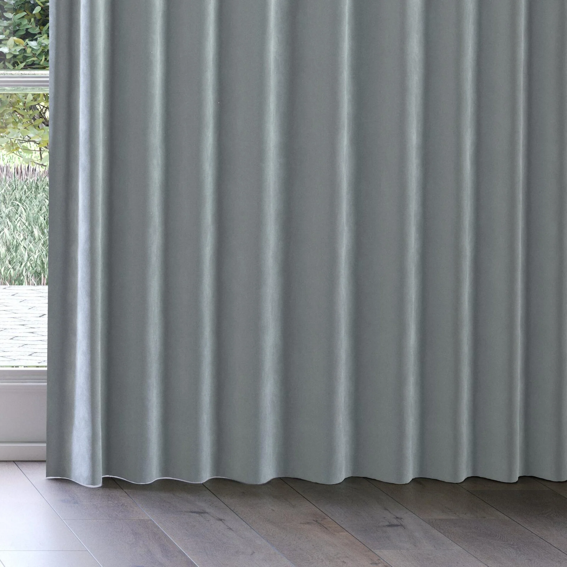 Bottom view of Vienna Opal, on curtain rail