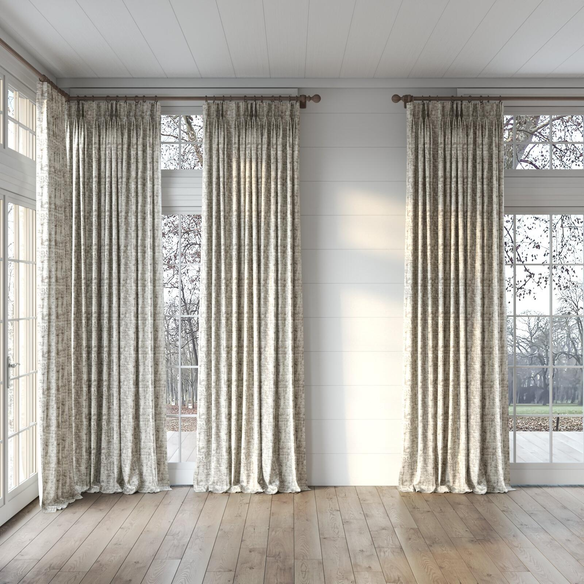 Full view of Member Fresco, puddled, on curtain rod