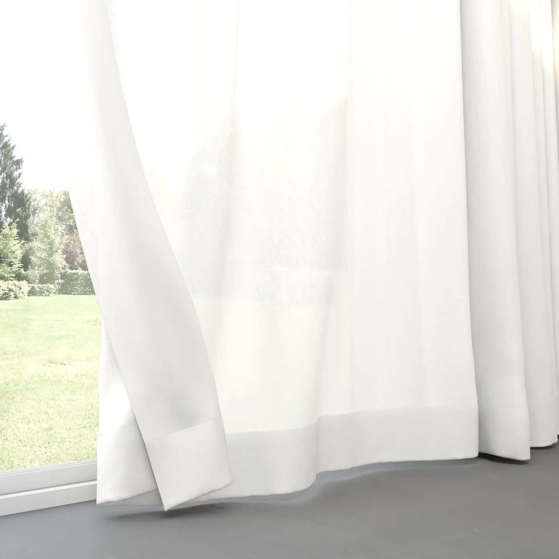 Bottom view of Linen Calm, pinch pleat