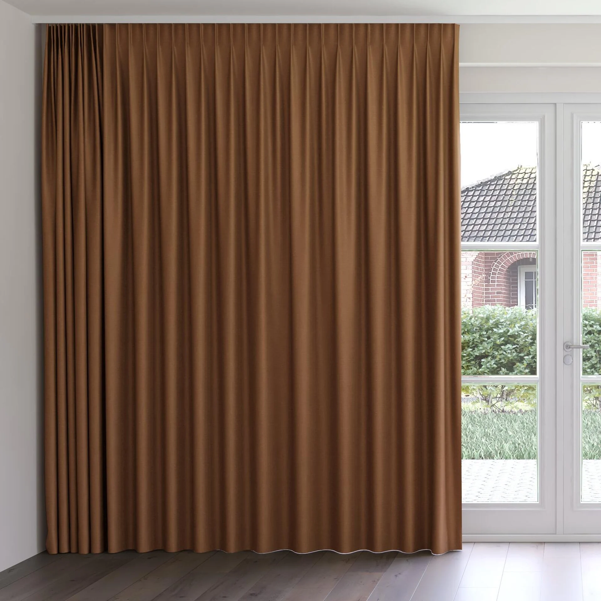 Front view of Banksia Brick, on curtain rail