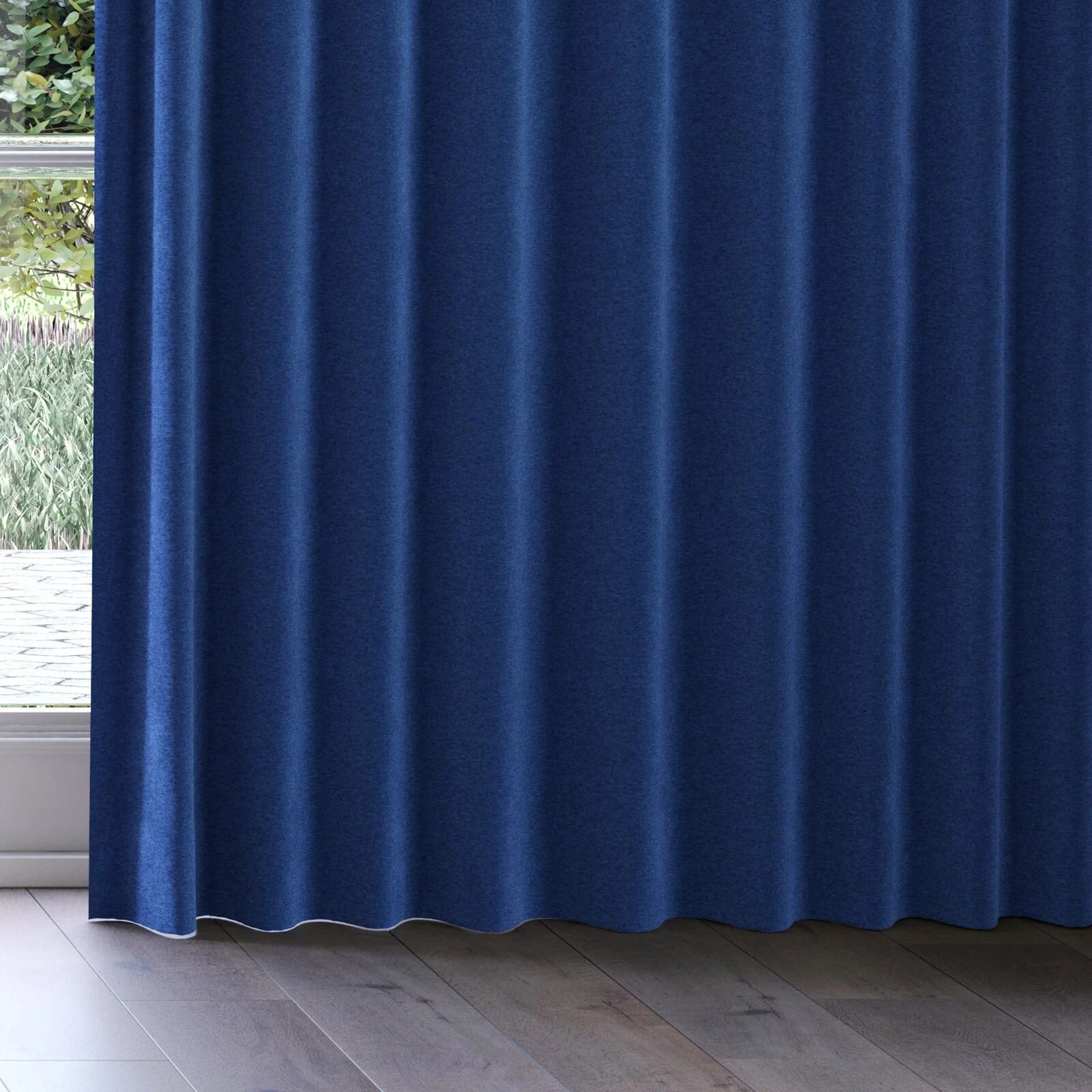 Bottom view of Geneva Cobalt, on curtain rail