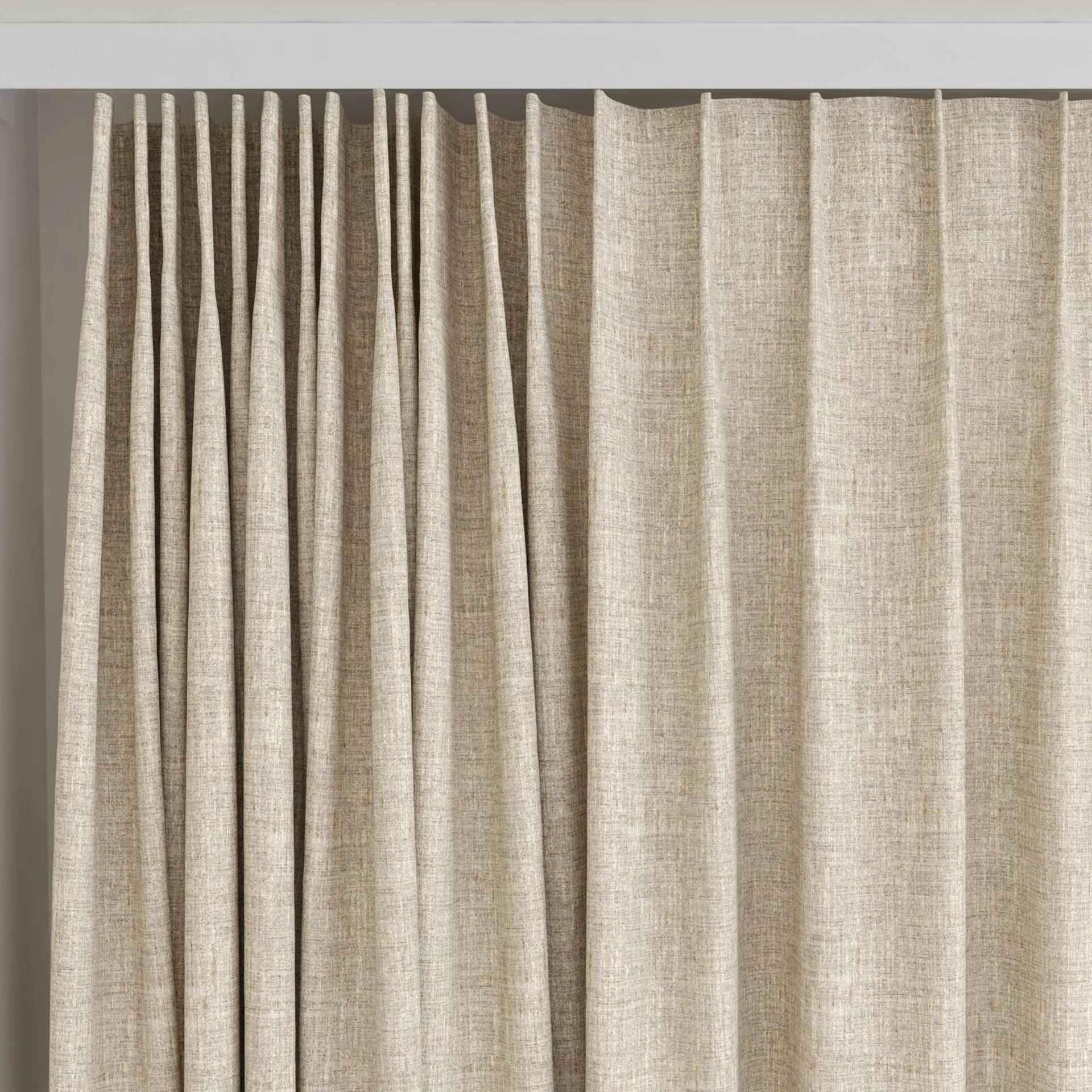 Top view of Dryland Raffia, on curtain rail