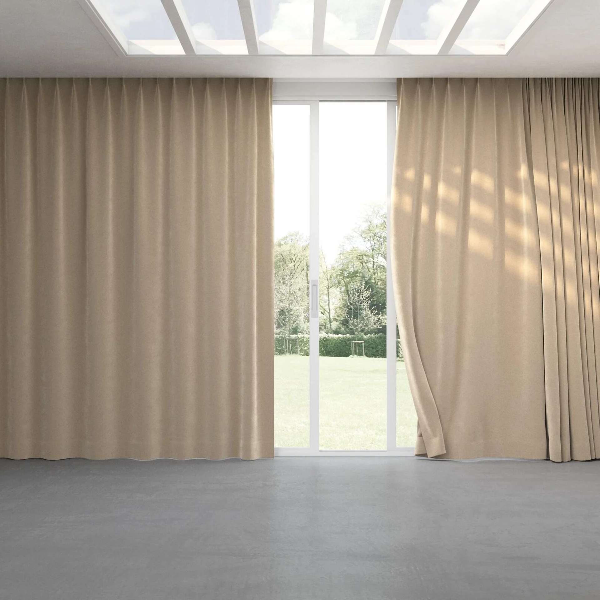Full view of Moon Putty, pinch pleat