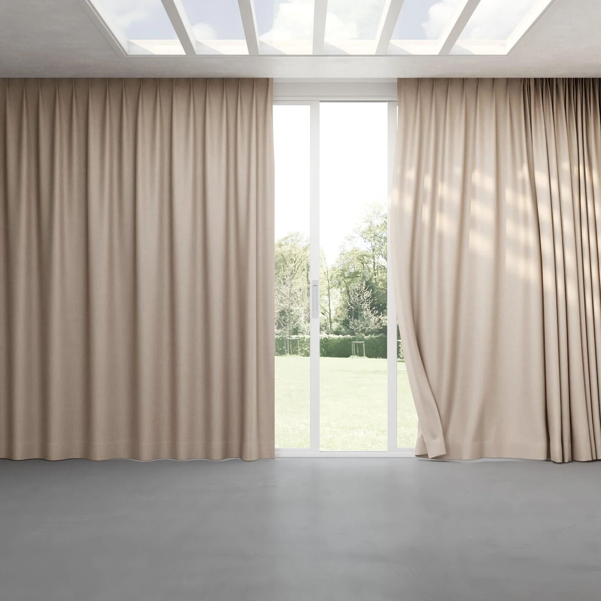 Full view of Bronco Zinc, pinch pleat