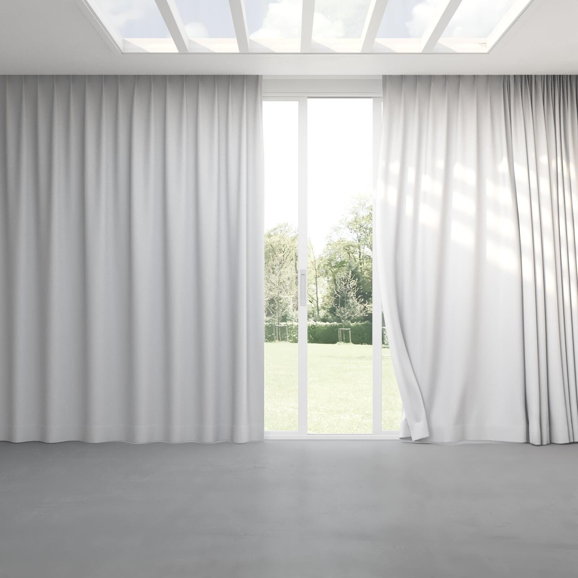 Full view of Tasman UC Cloud, pinch pleat