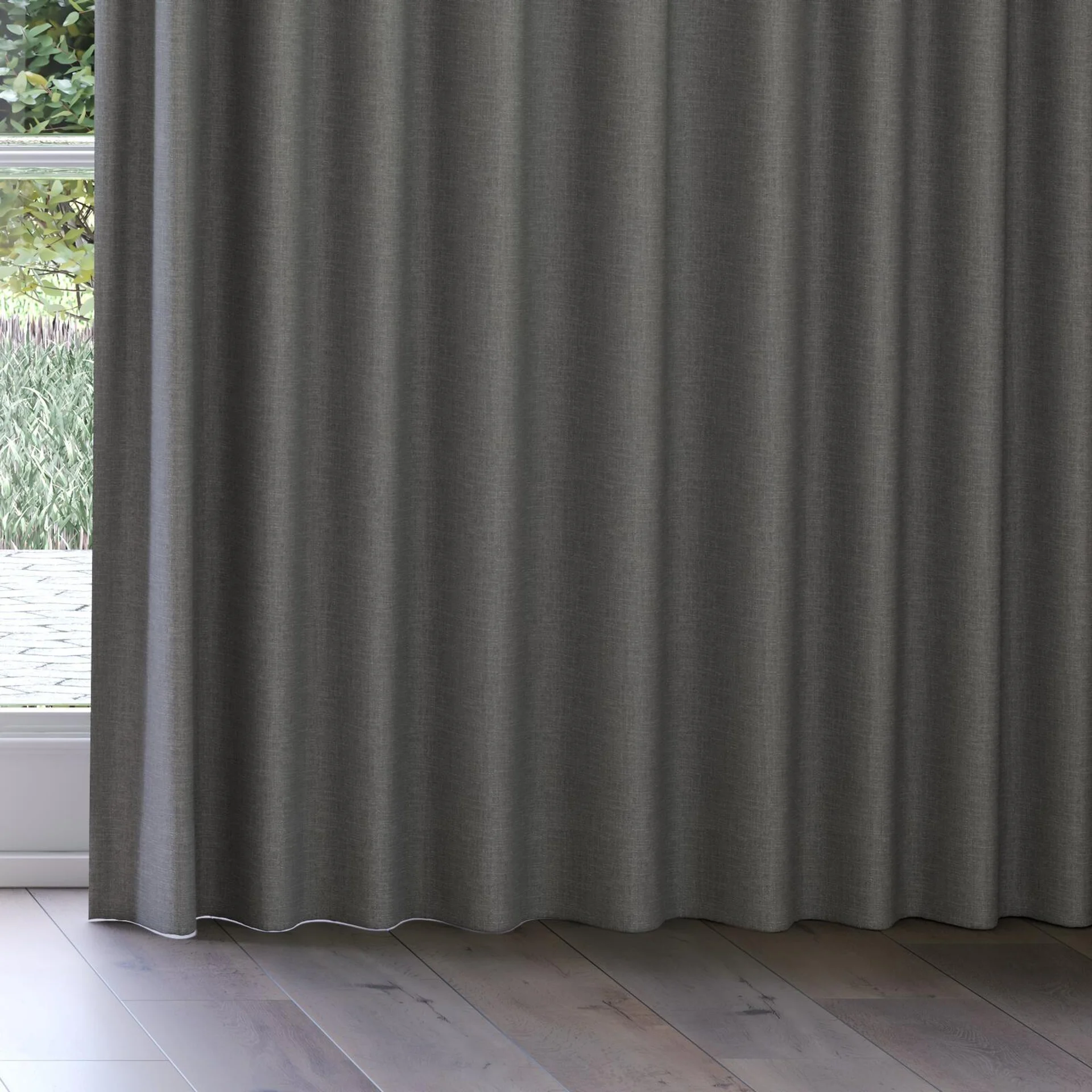 Bottom view of Mauritius Pewter, on curtain rail