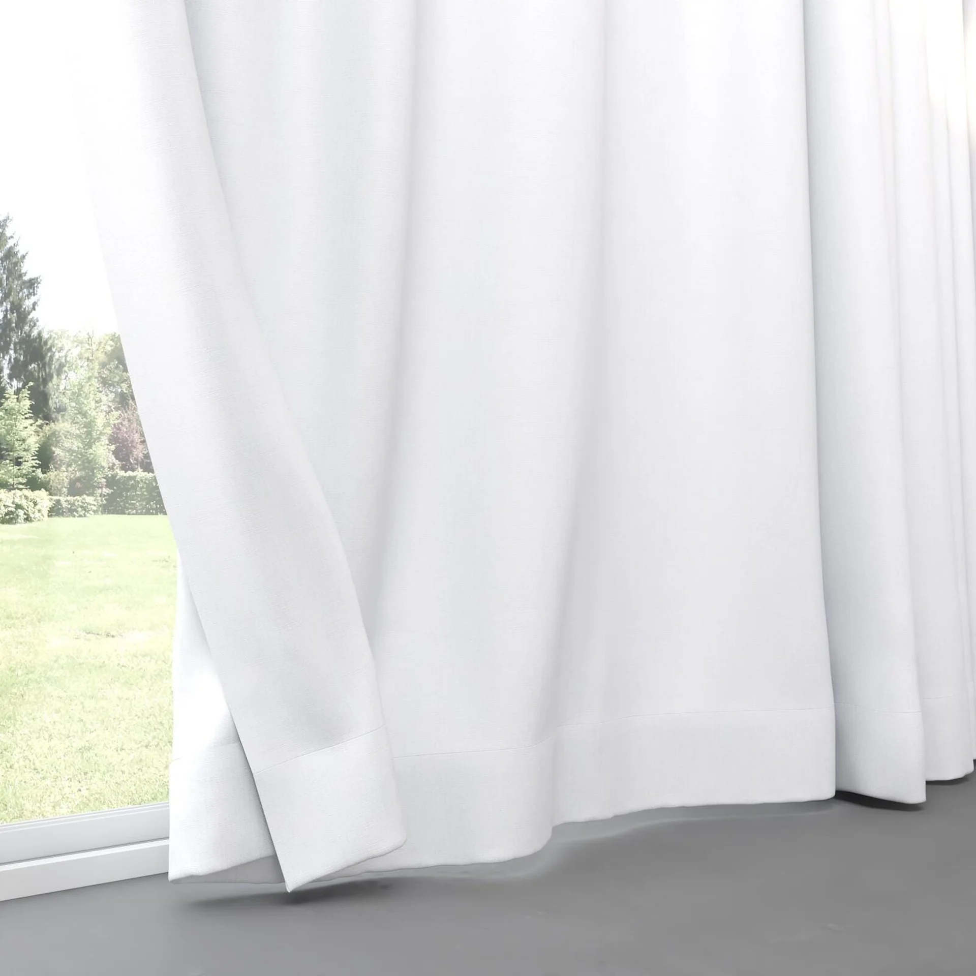 Bottom view of Retreat Blackout Cotton, pinch pleat