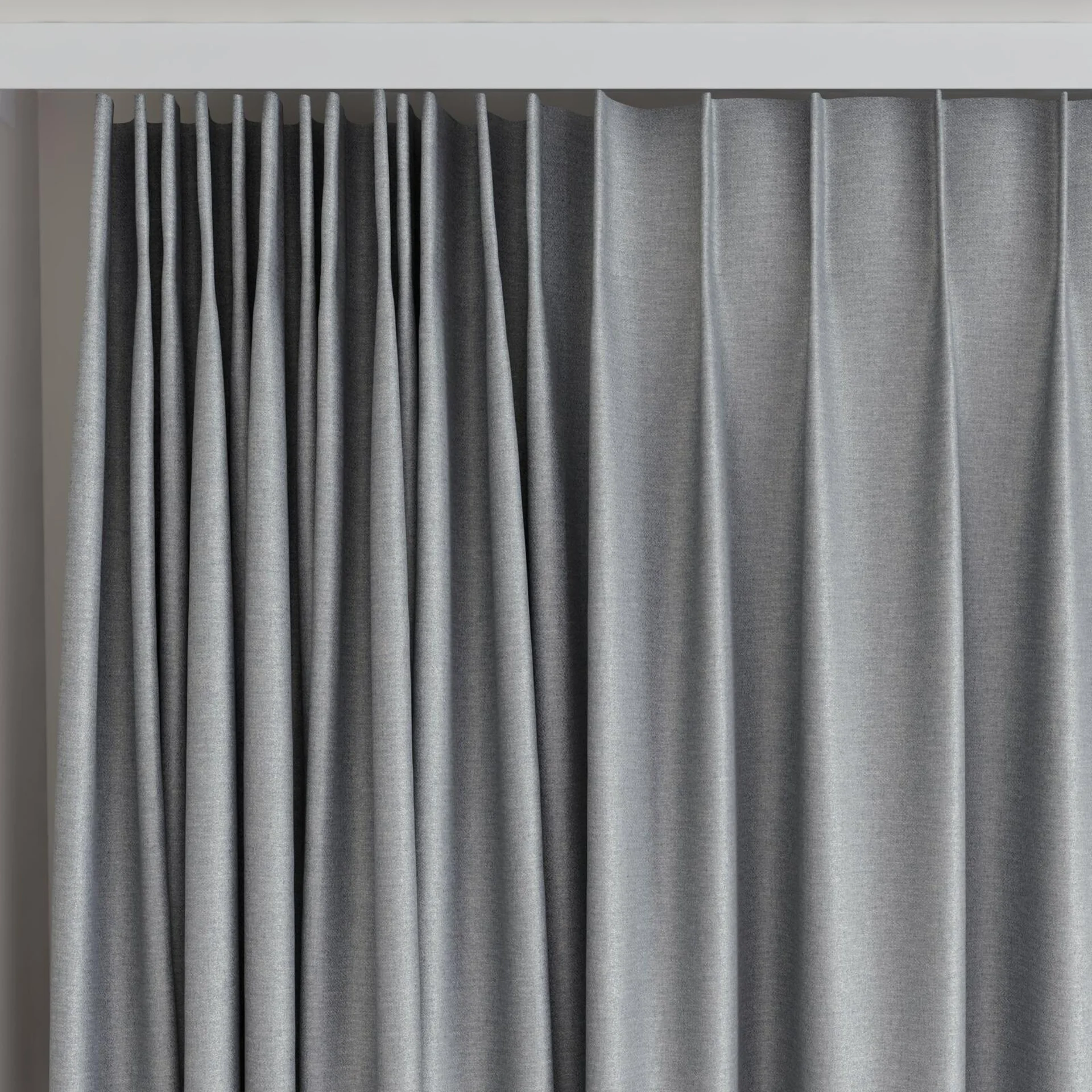 Top view of Eclipse Blackout Shadow, on curtain rail