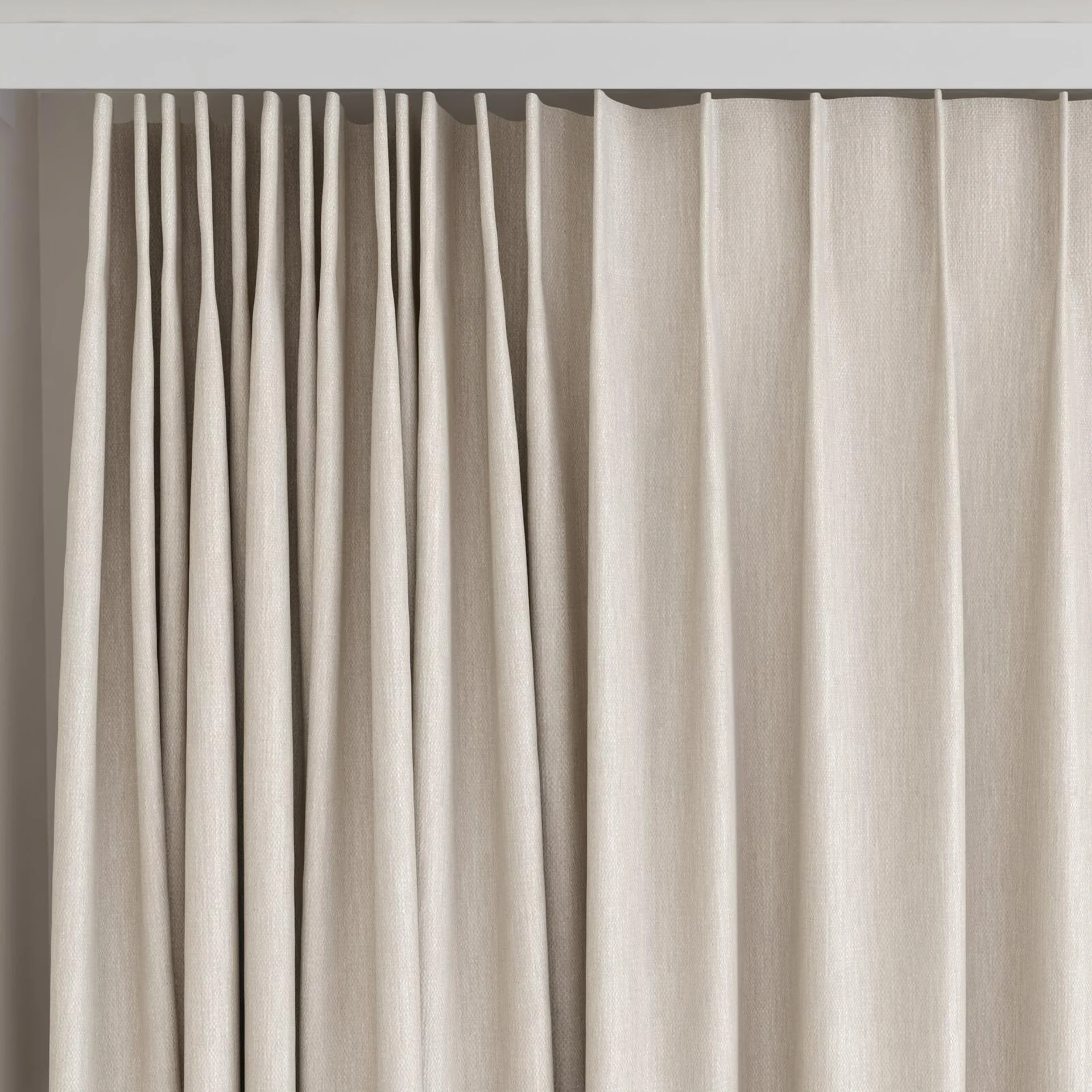Top view of Cordoba Sepia, on curtain rail