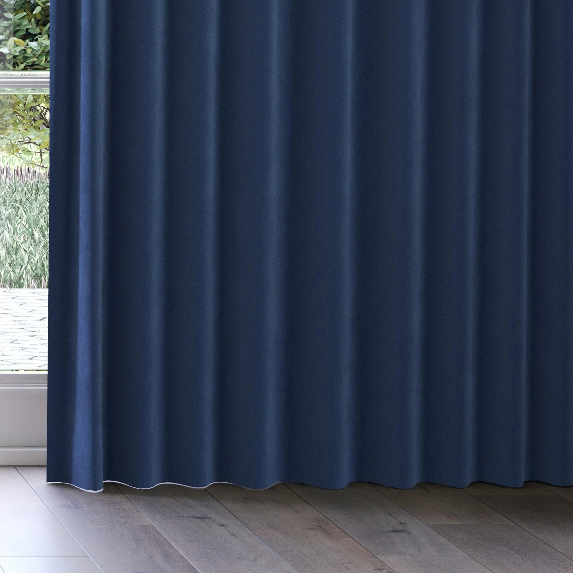 Bottom view of Moon Navy, on curtain rail