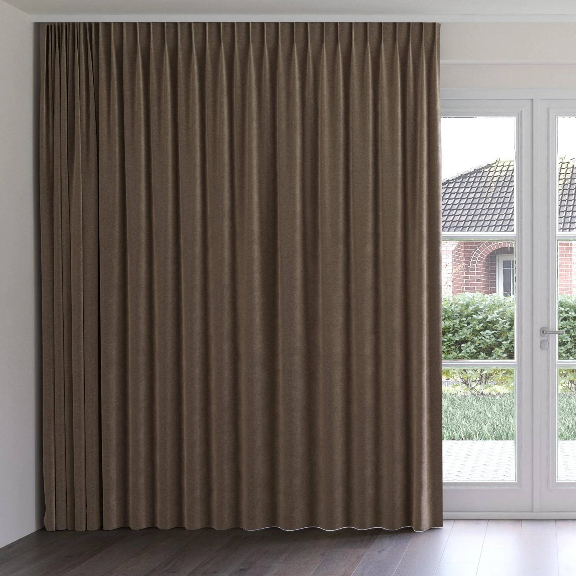 Front view of Geneva Bison, on curtain rail