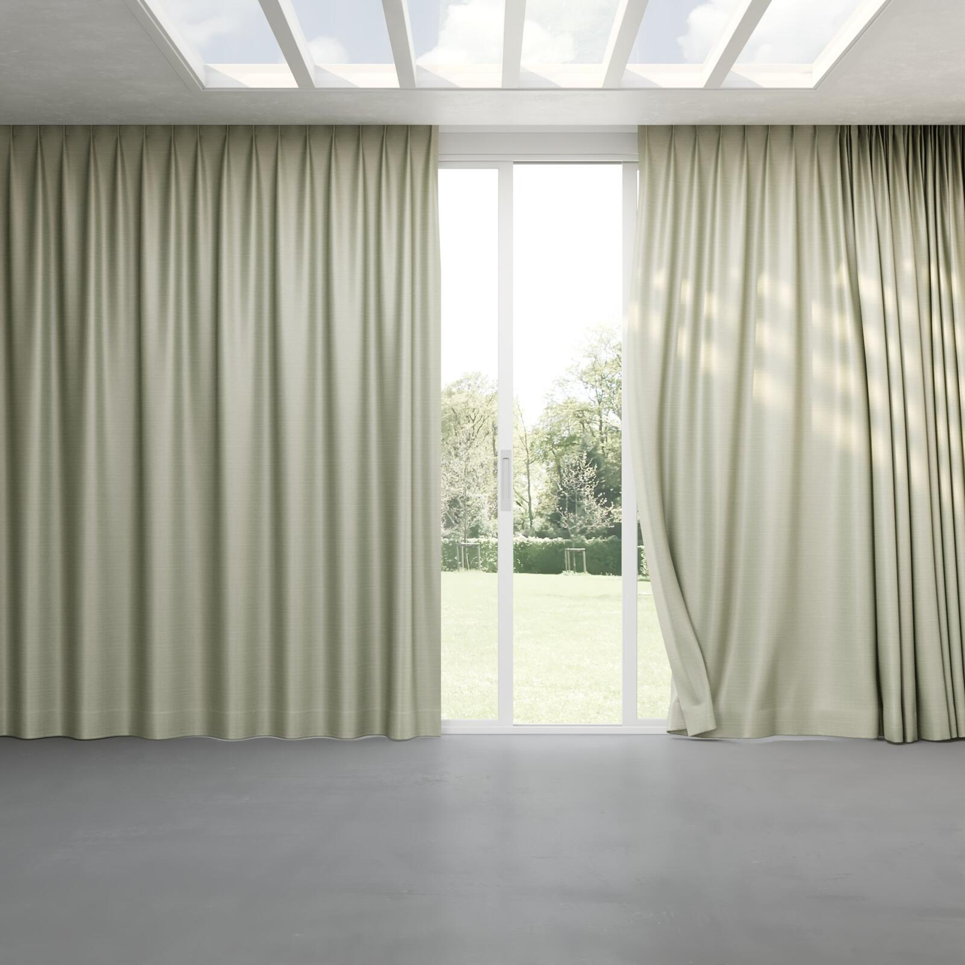 Full view of Silky Linden, pinch pleat