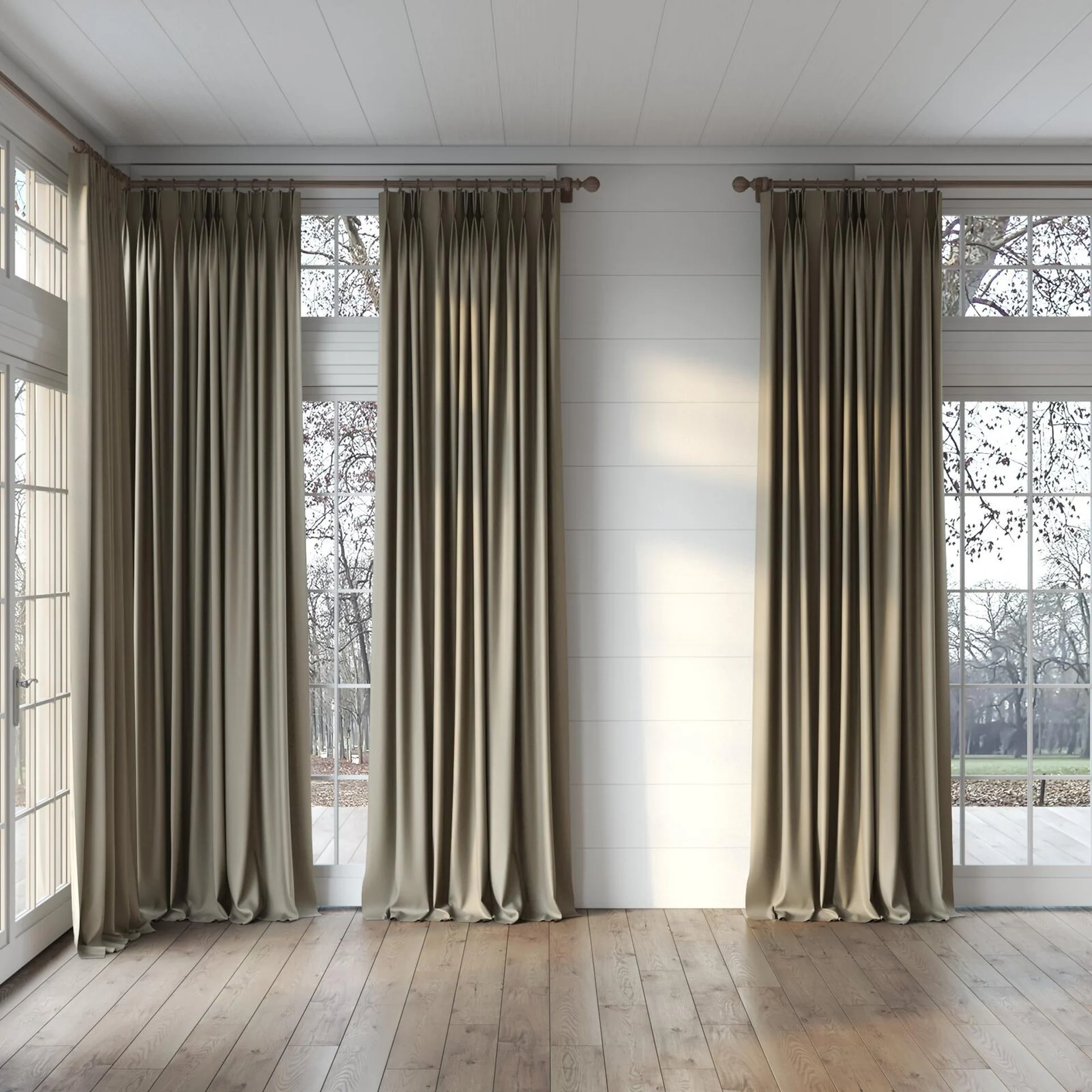Full view of Re Delis Mushroom, puddled, on curtain rod