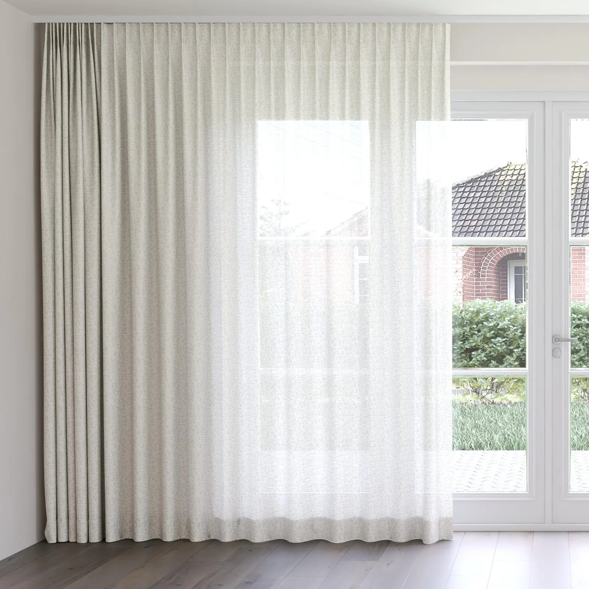 Front view of Metallique Diamond, on curtain rail