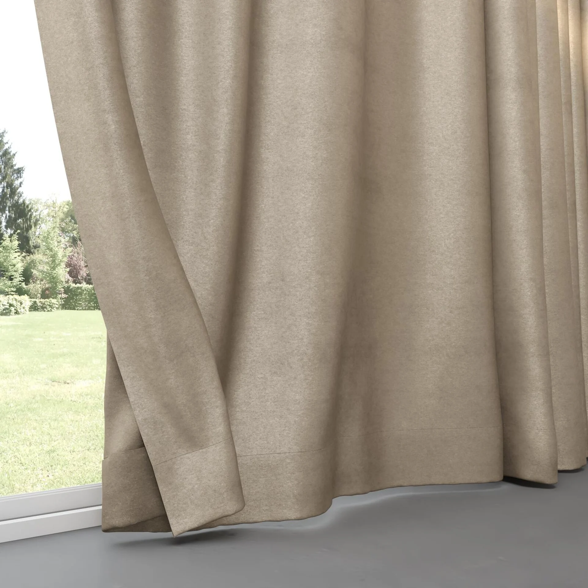 Bottom view of Baron Stucco, pinch pleat