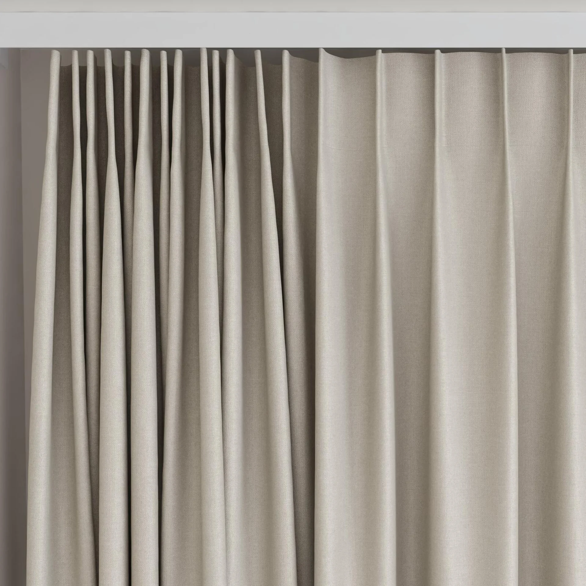 Top view of Kanvas Stucco, on curtain rail