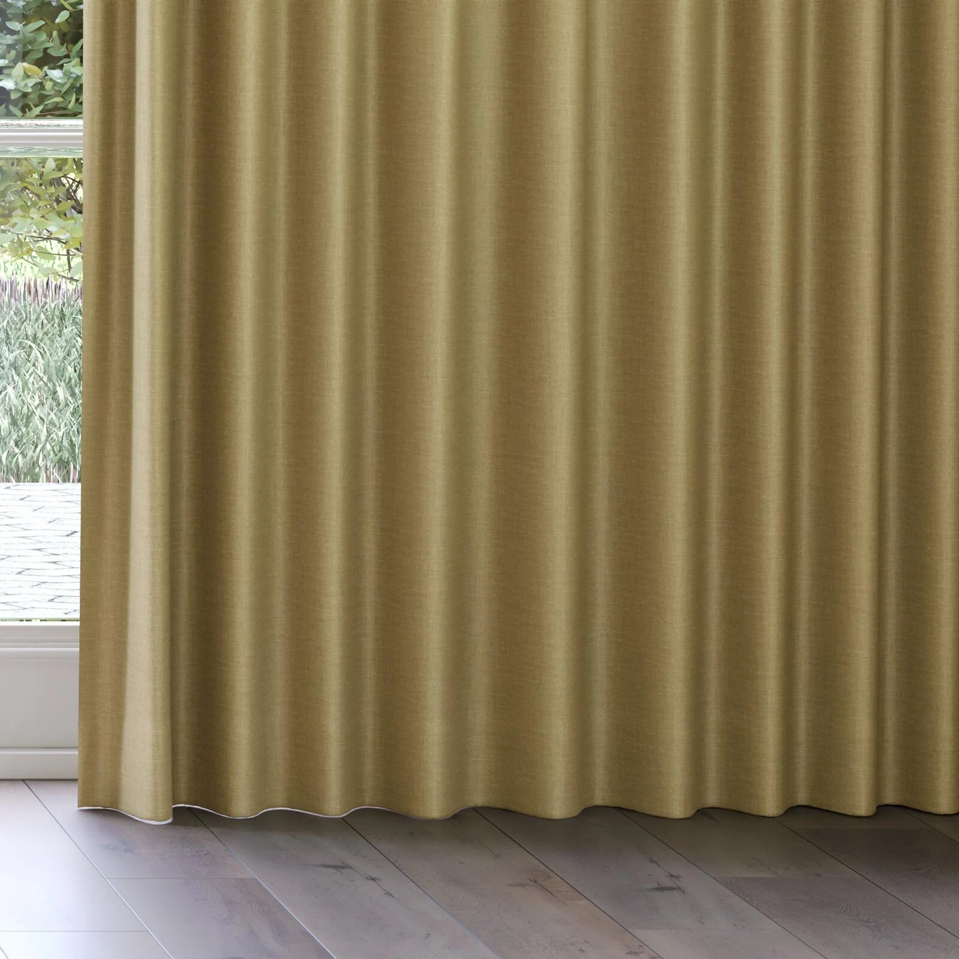 Bottom view of Frisco Moss, on curtain rail