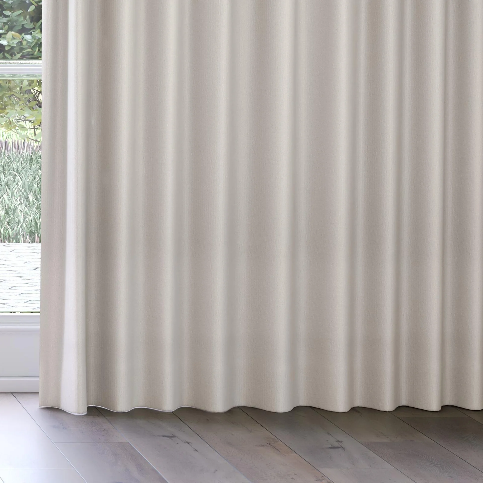 Bottom view of Temperament Pebble, on curtain rail
