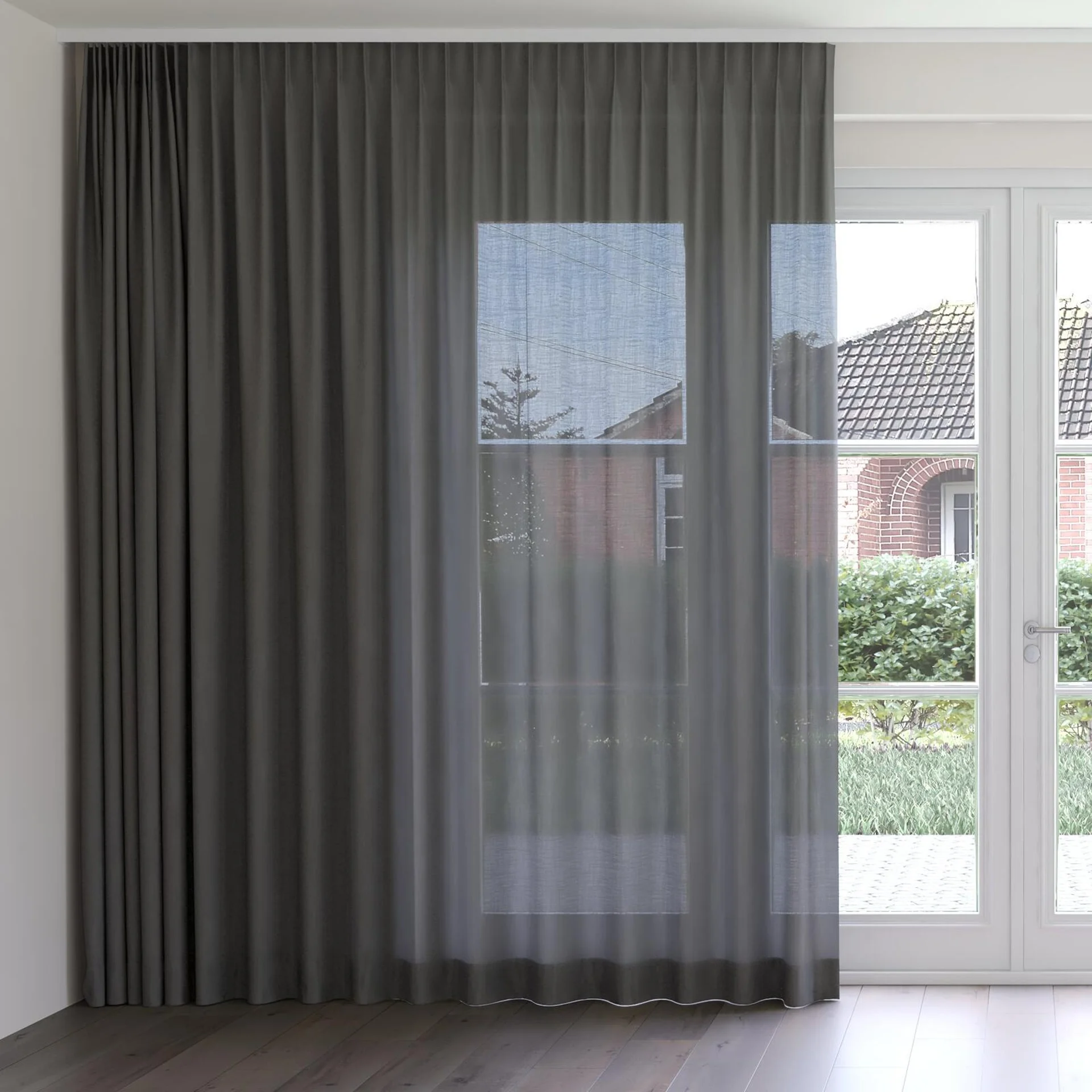 Front view of Envoy 2 Storm 320cm, on curtain rail