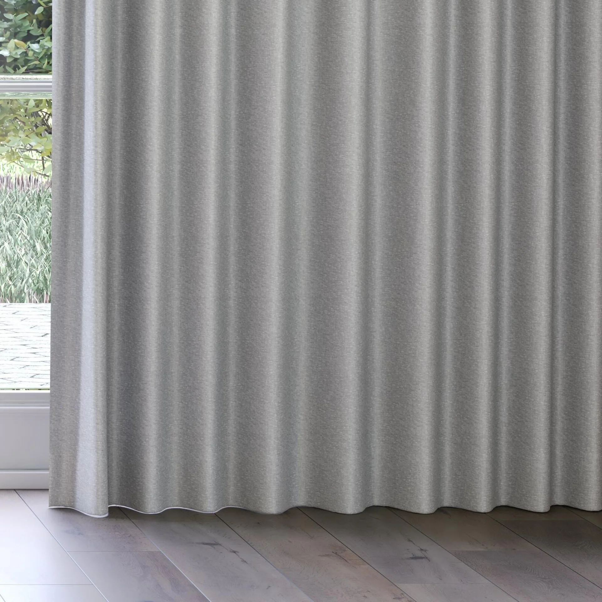 Bottom view of Glamour Steel, on curtain rail