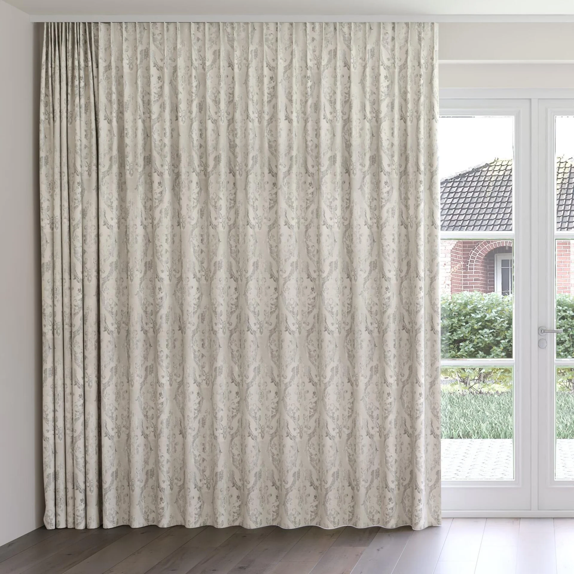 Front view of Congress Feather, on curtain rail