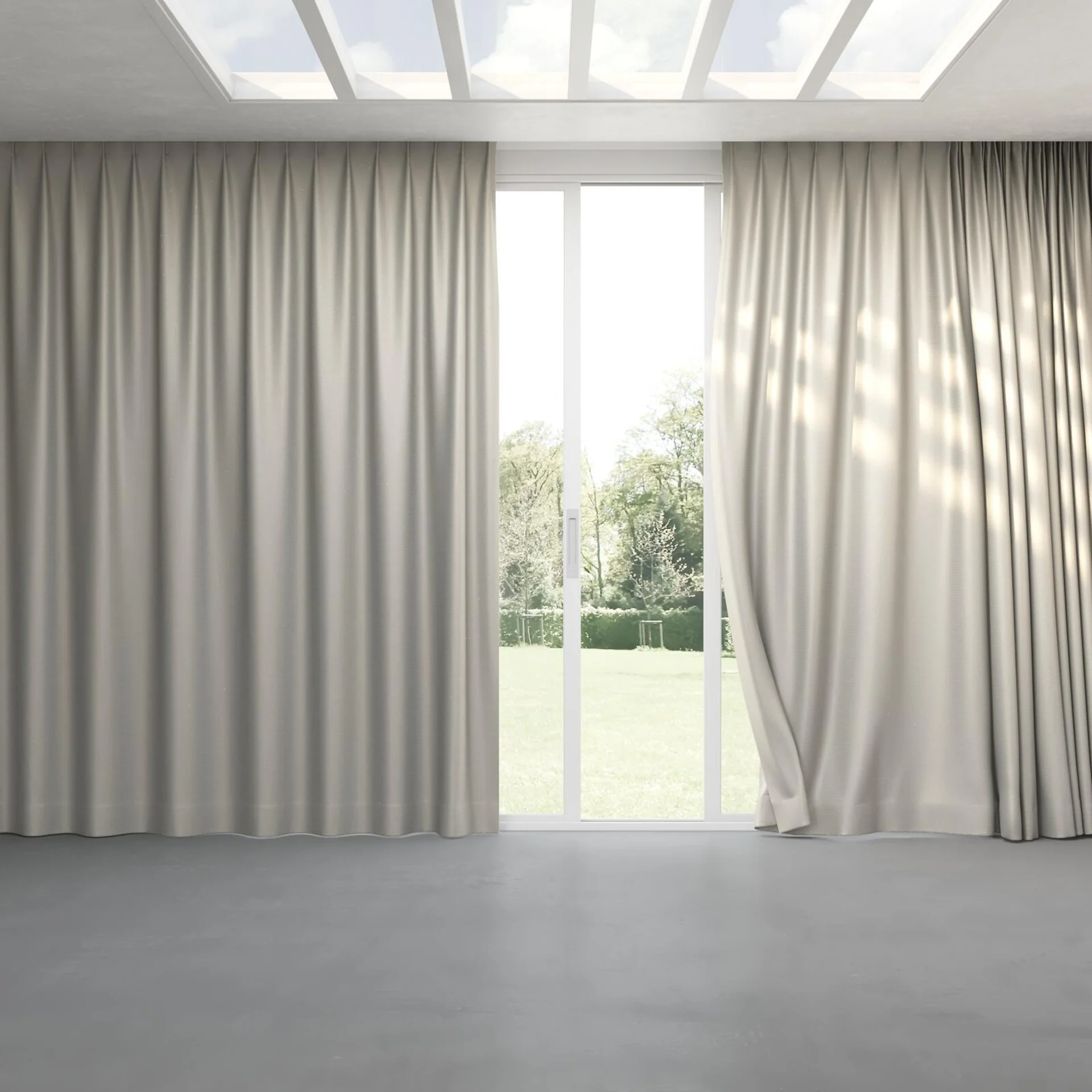 Full view of Kennedy II Blackout Driftwood, pinch pleat