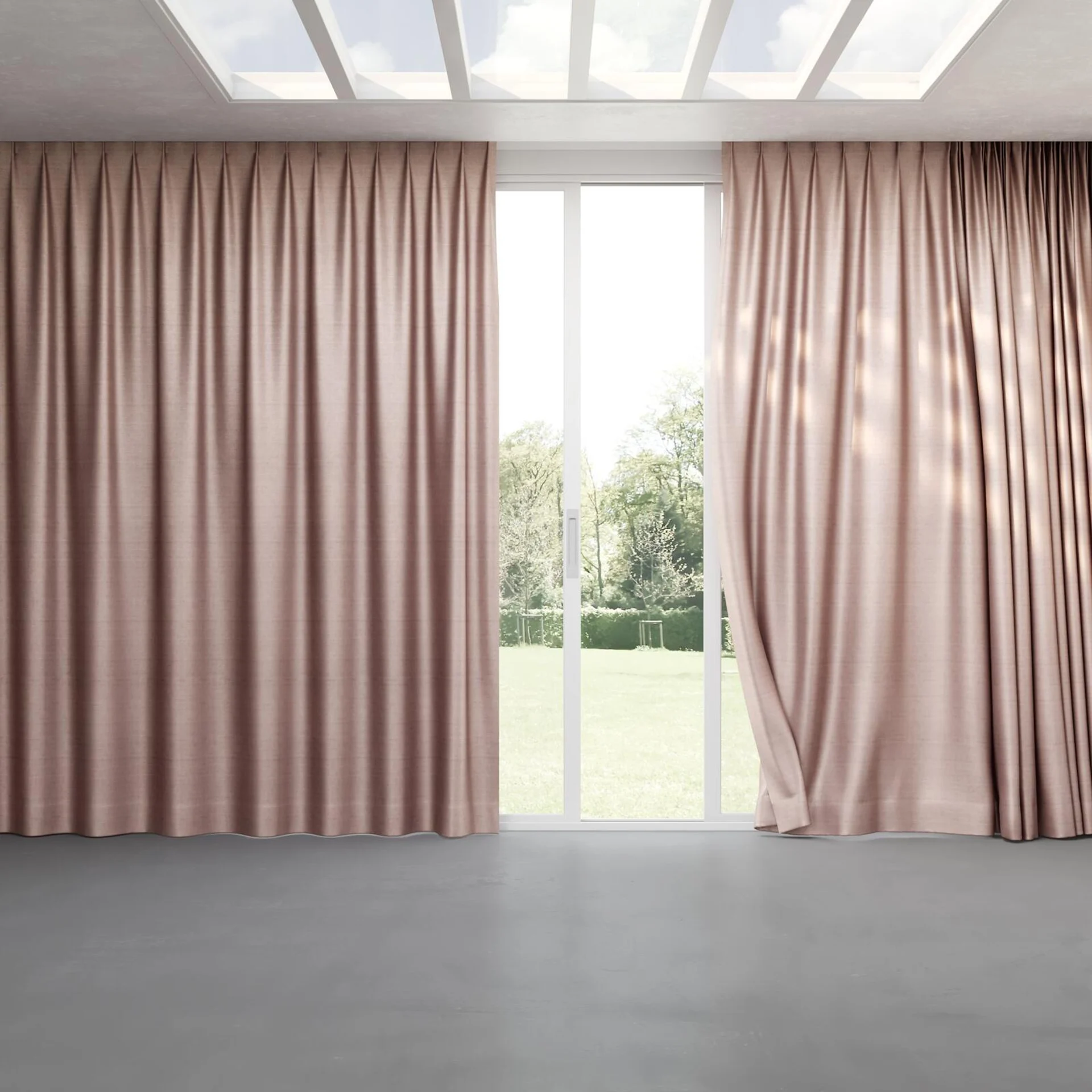 Full view of Zircon Boudoir, pinch pleat