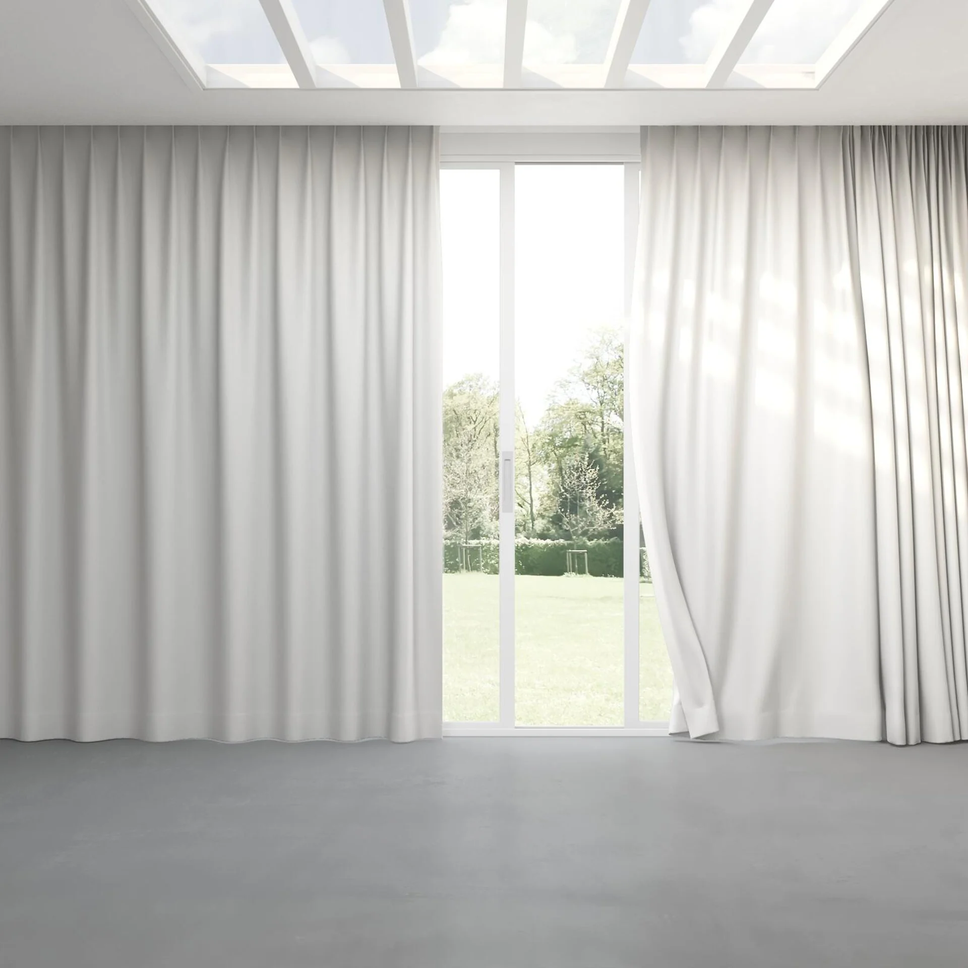 Full view of Eternal Blanc, pinch pleat